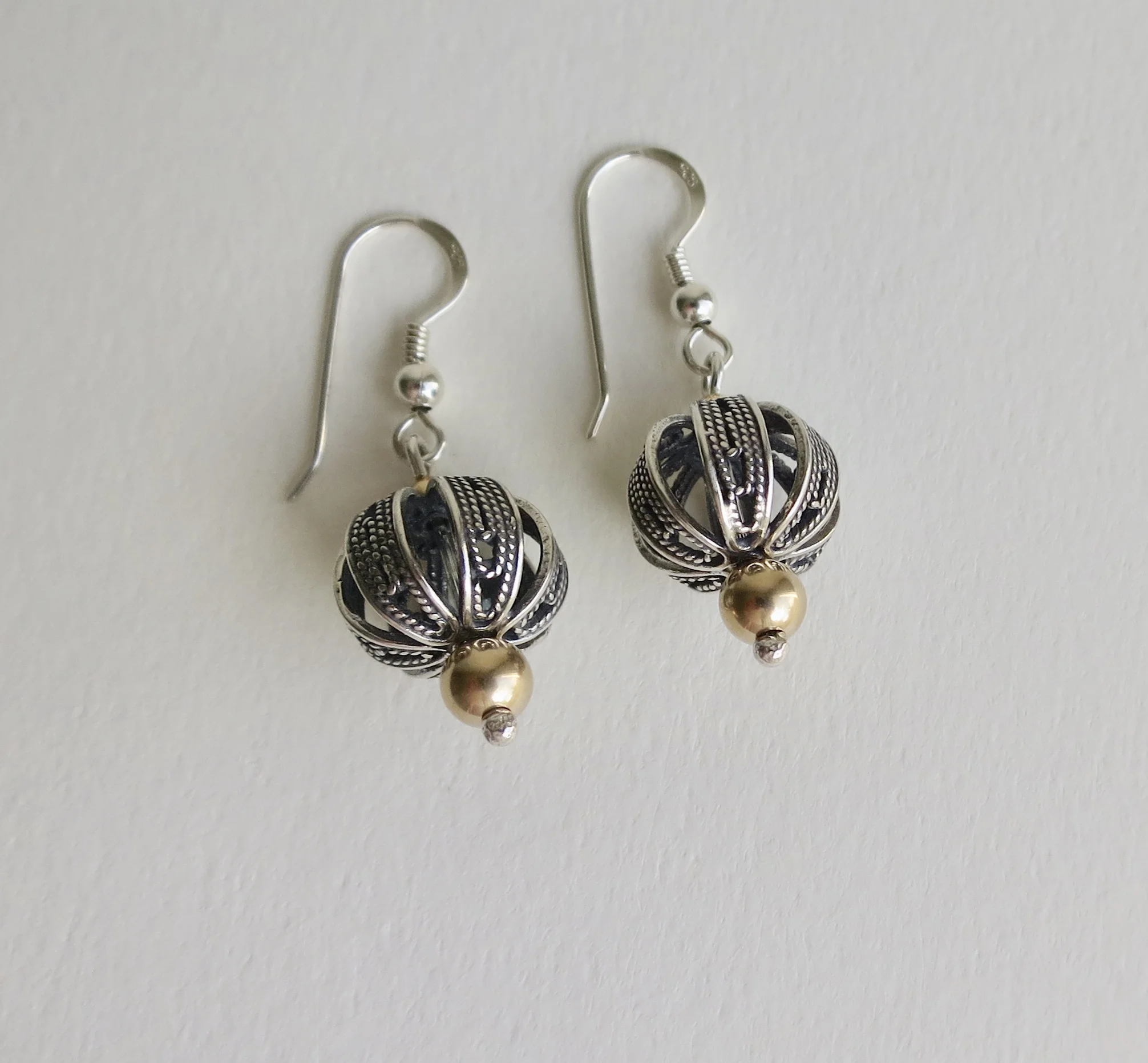 Handmade silver and Vermeil earrings