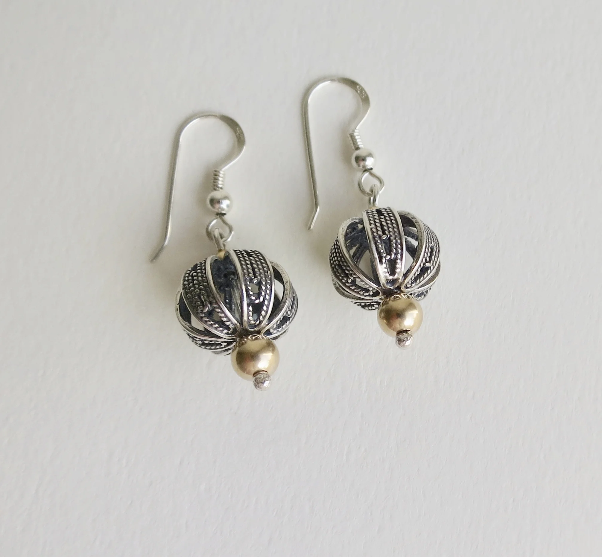 Jewelry Jewellery Handmade silver filigree earrings with Vermeil
