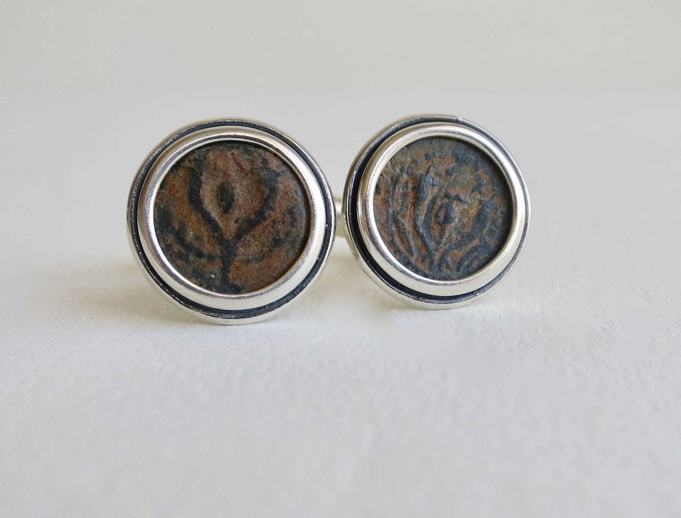 Jewelry Jewellery Silver cufflinks with Widow's mite coins