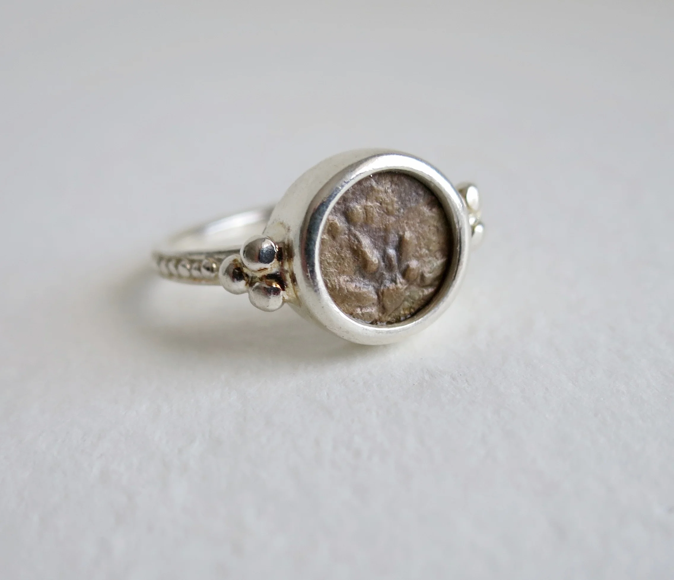 Jewelry Jewellery Widow's mite bronze coin set in silver ring