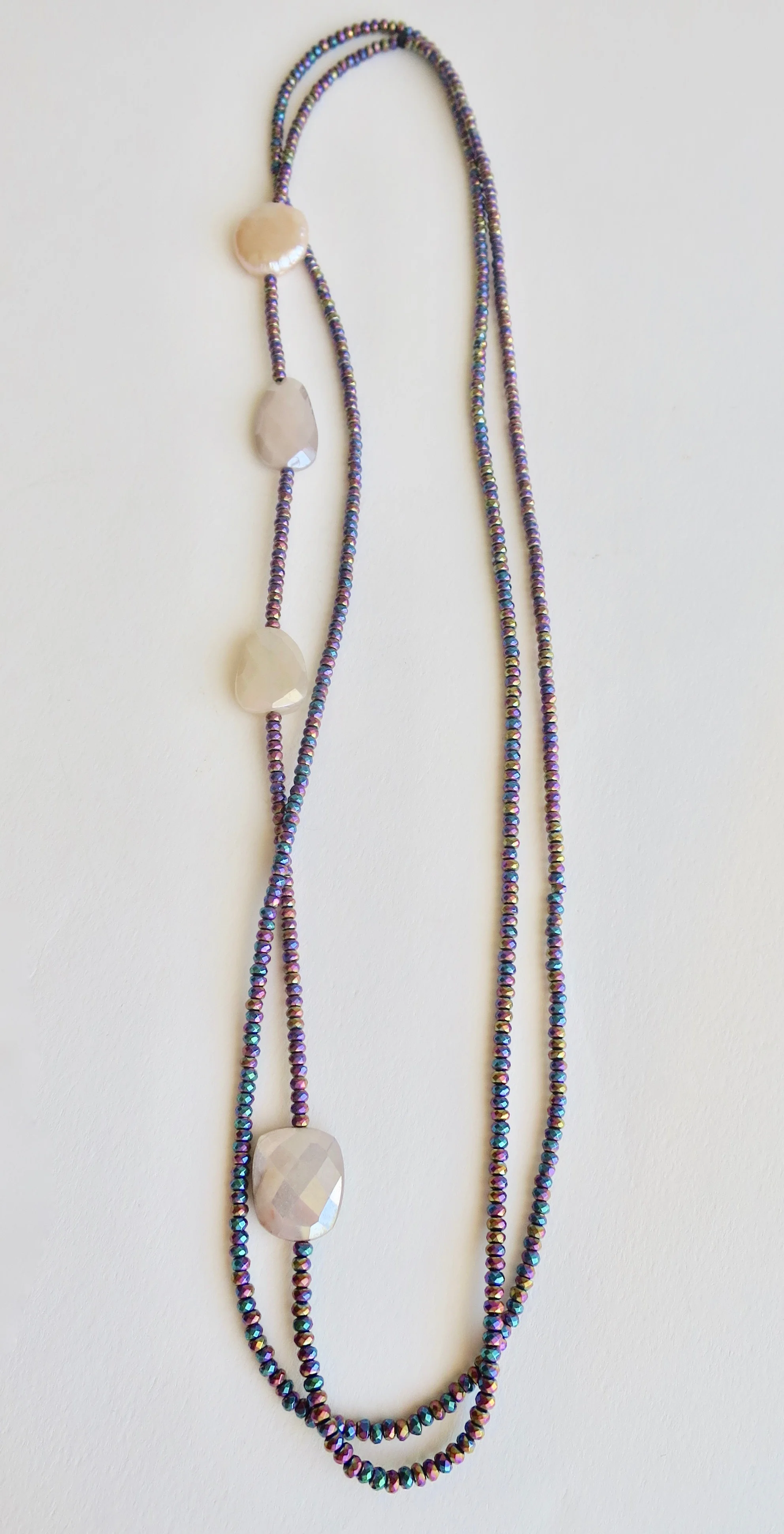 Ametrine neckpiece with Moonstone and flat pearl