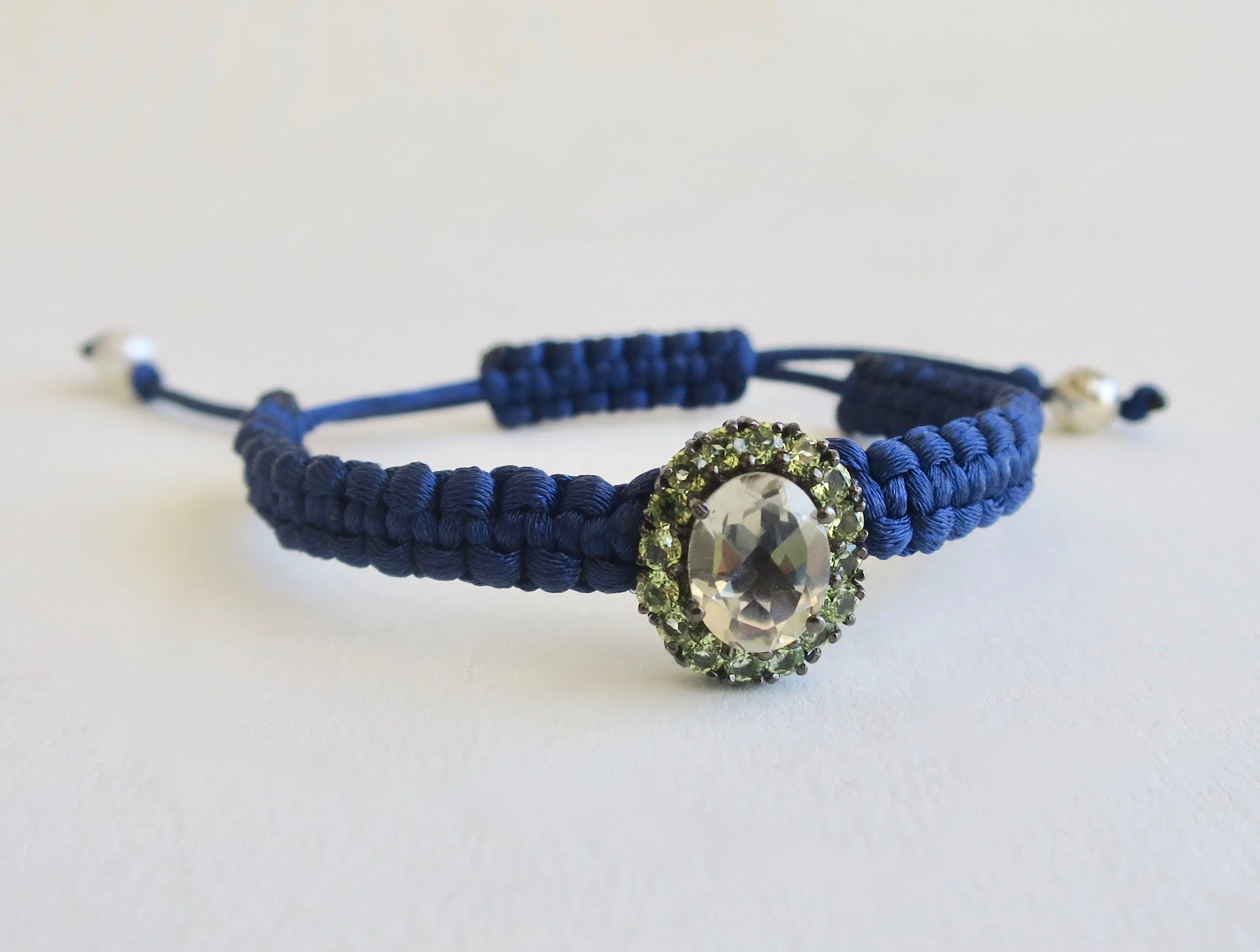 Jewelry Jewellery Citrine on blue satin bracelet
