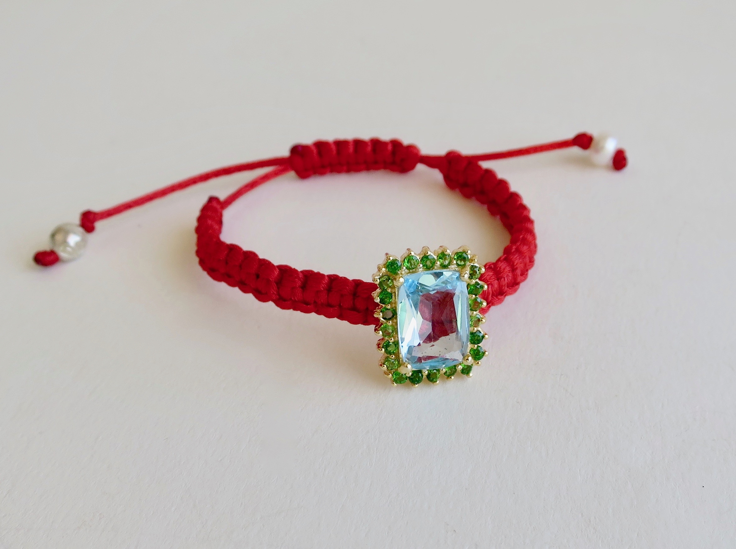 Jewellery Jewelry Blue and Green Topaz satin bracelet