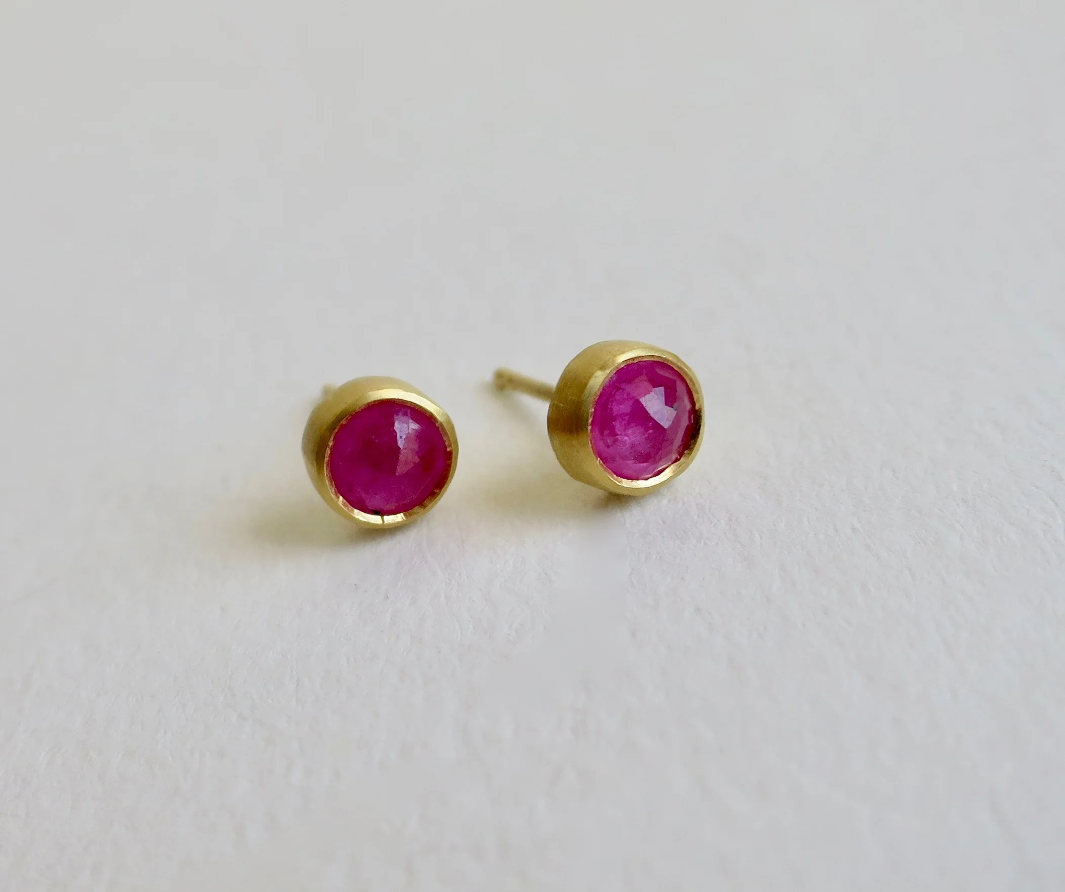 Rubies set in 22kt gold stud earrings