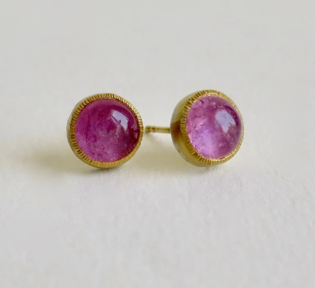 22kt gold stud earrings with Pink Tourmaline  setting  Jewellery Jewelry