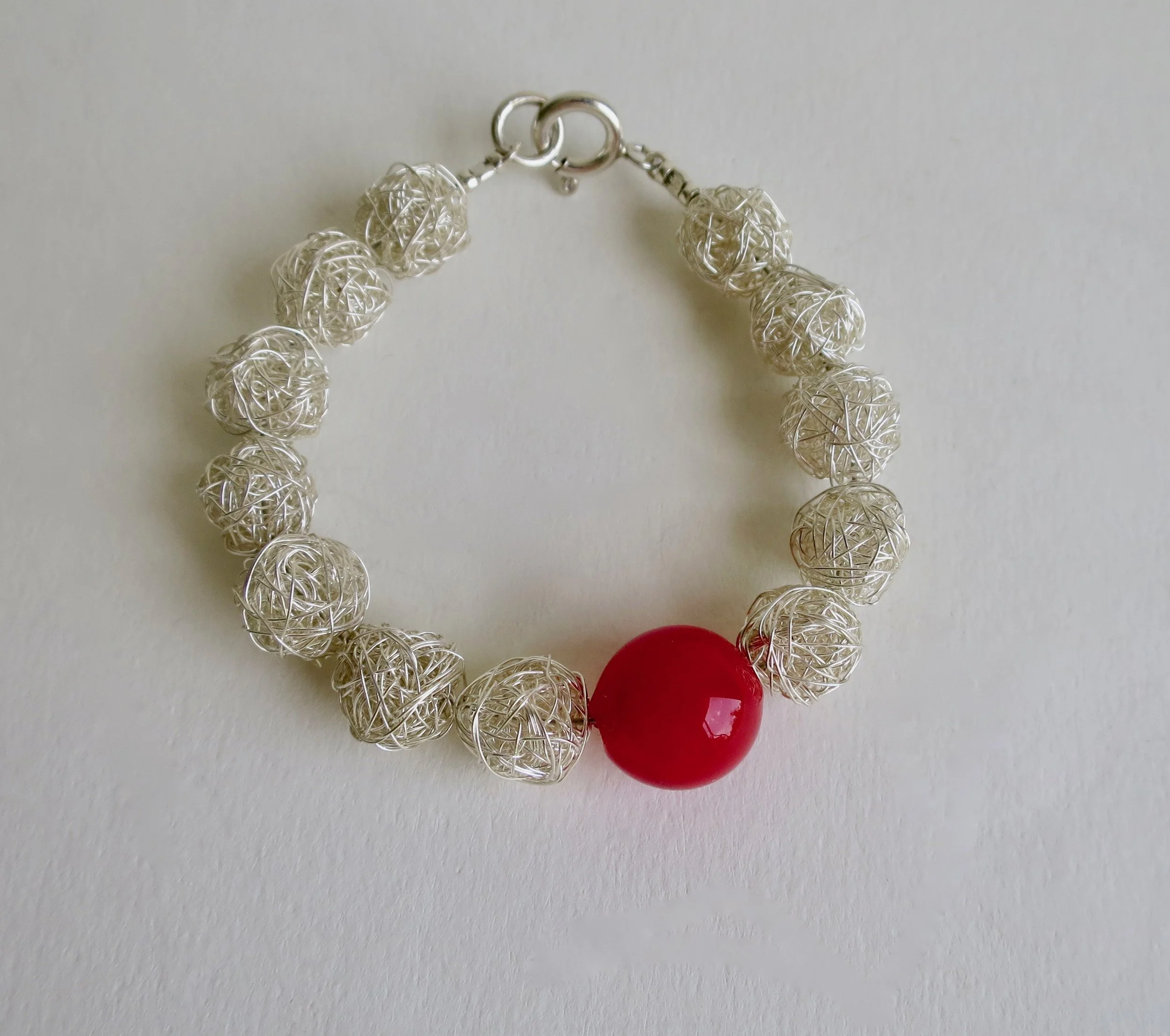 Plonter silver bracelet with blown glass
