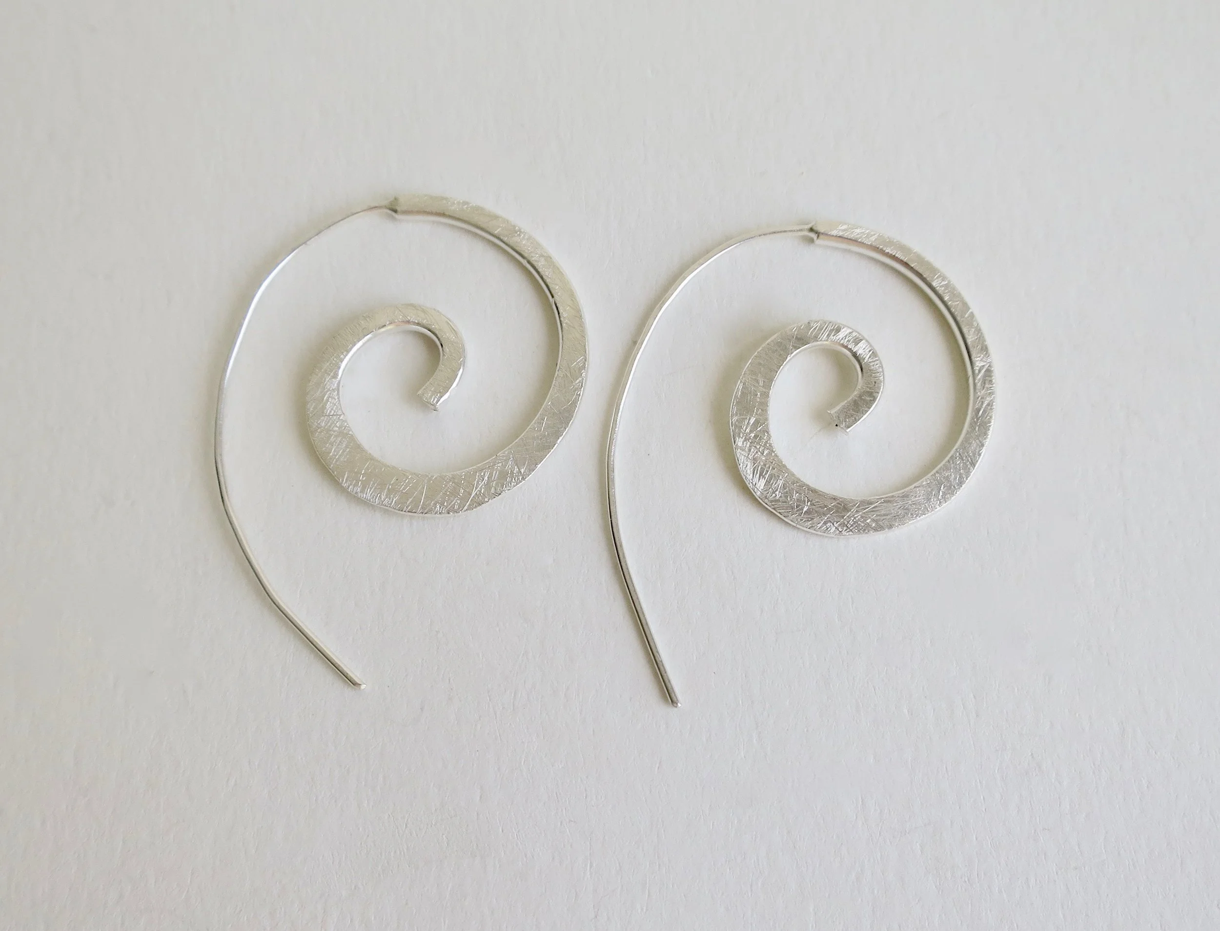 Silver handmade spiral earrings Jewellery Jewelry