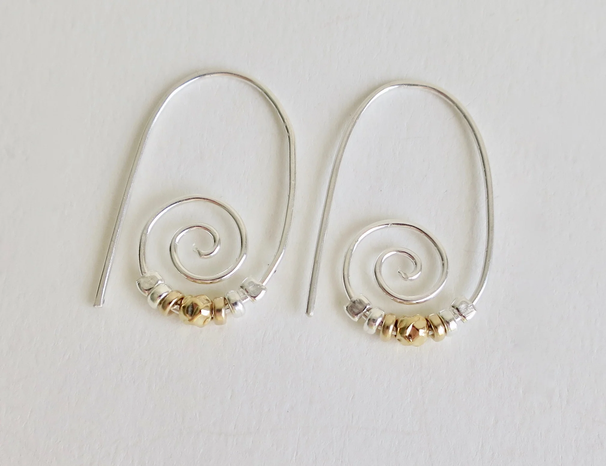 Spiral silver and Vermeil earrings