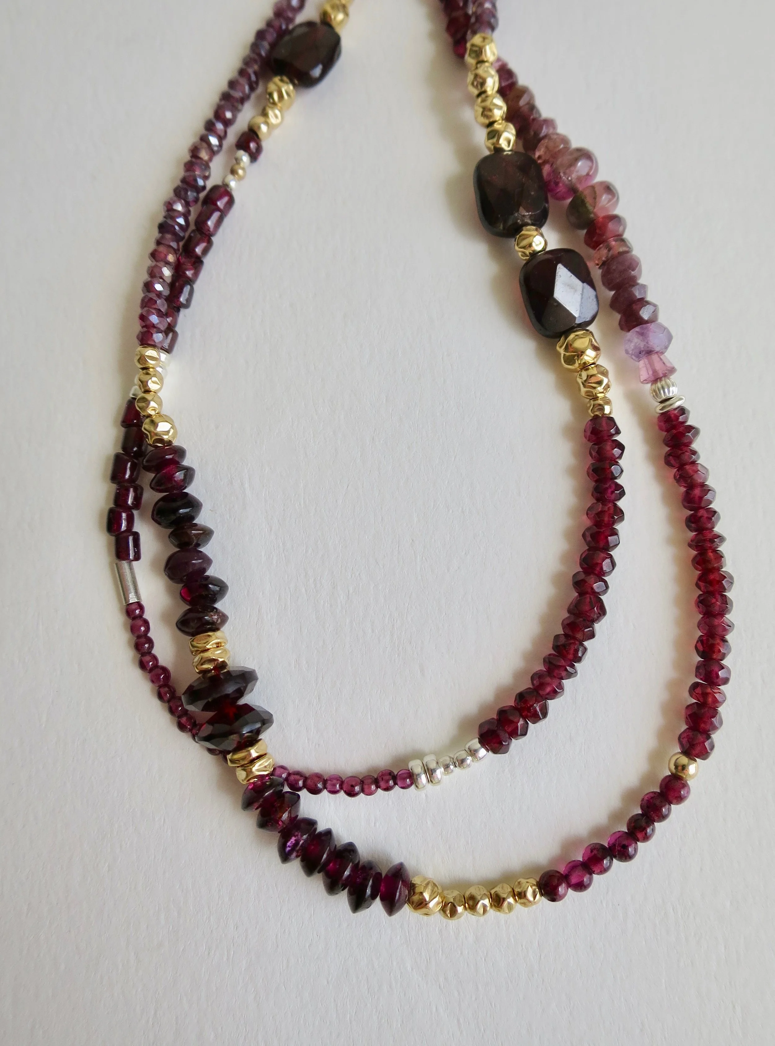 Garnet, Tourmaline and Rhodolite necklace