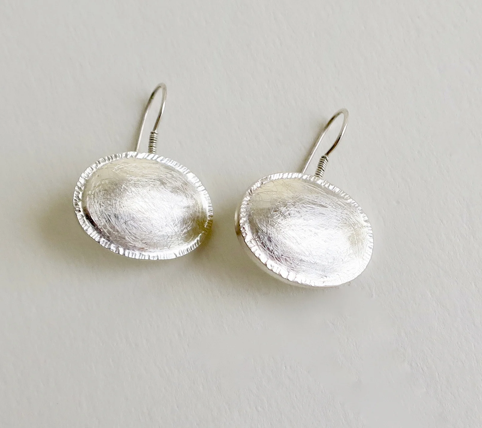 Handmade silver oval earrings Jewelry Jewellery