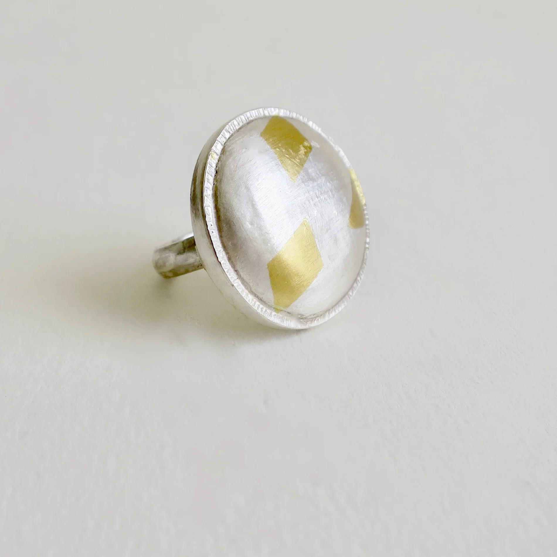 Fine silver ring with 22kt gold Jewelry Jewellery