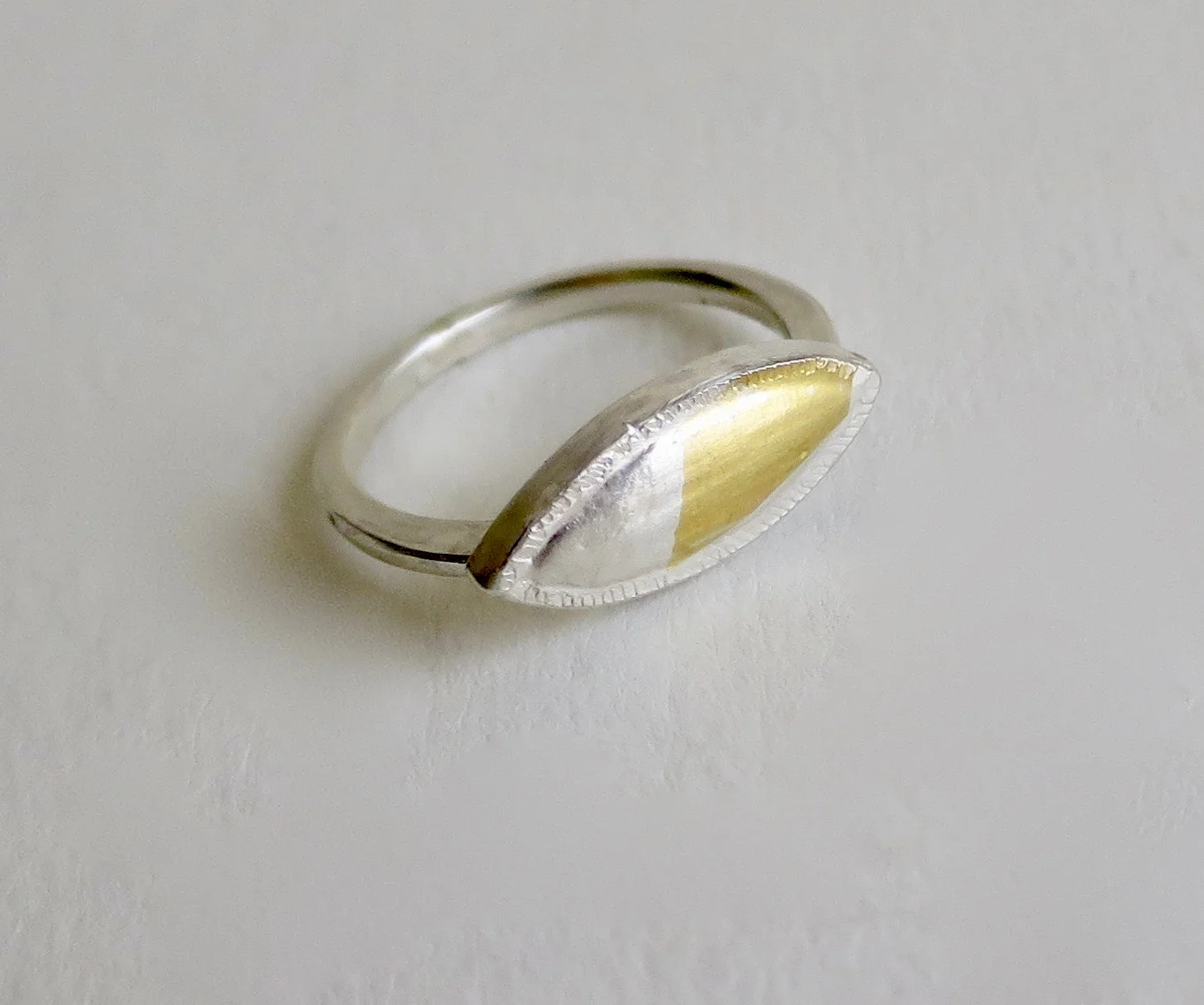 Silver and 22kt Gold ring