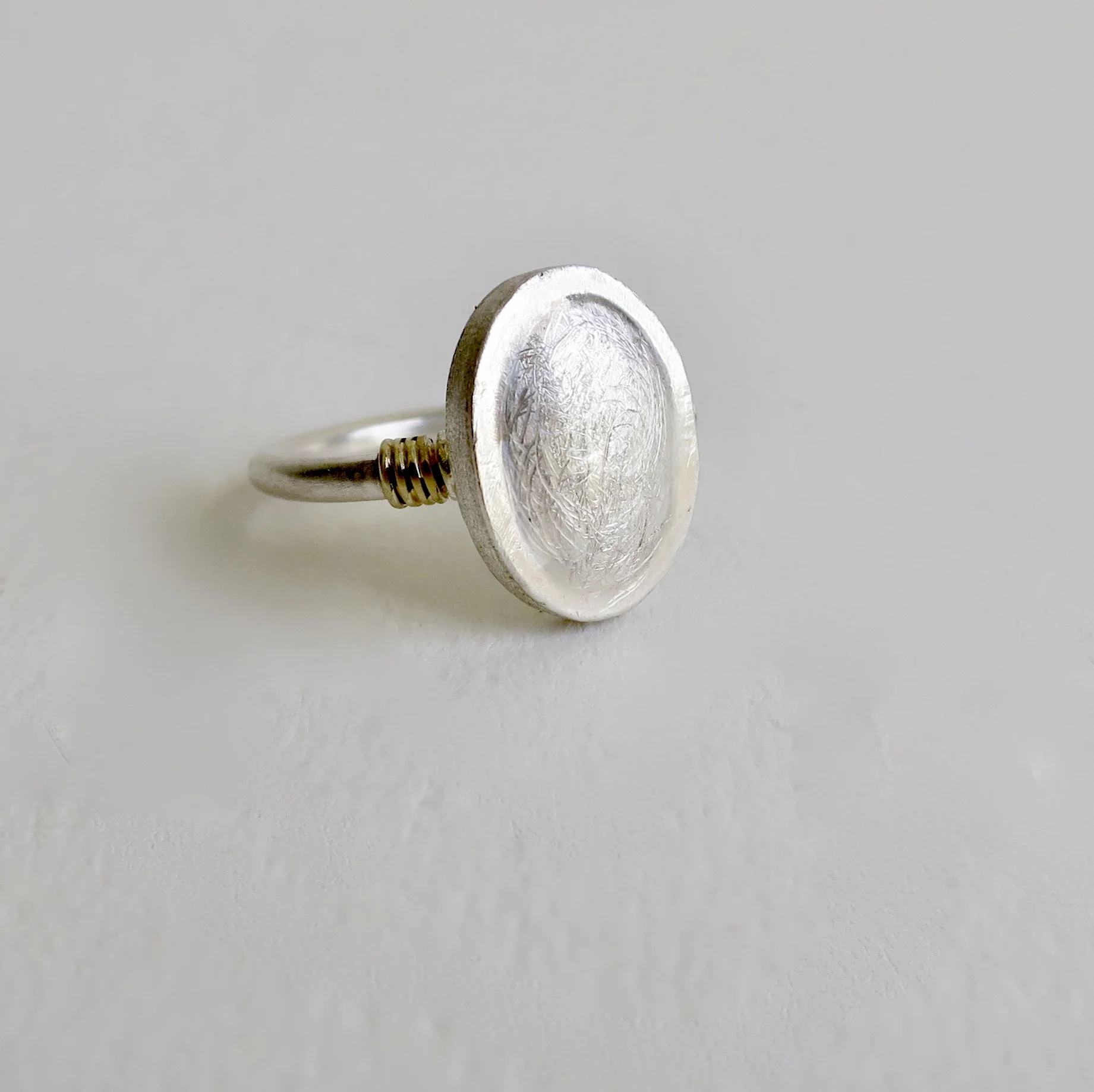 Fine silver ring with 22kt gold Jewelry Jewellery