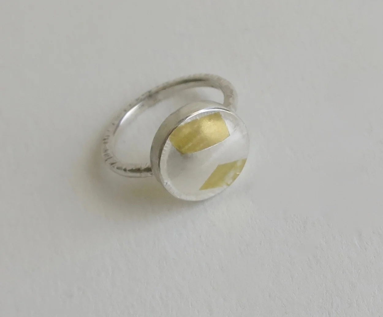 Handmade fine silver ring with 22kt gold Jewelry Jewellery