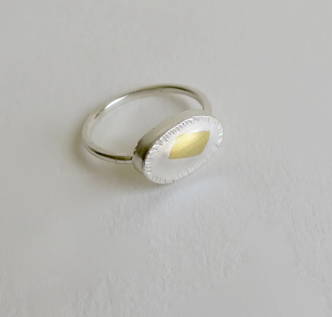 Handmade fine silver ring with 22kt gold Jewelry Jewellery
