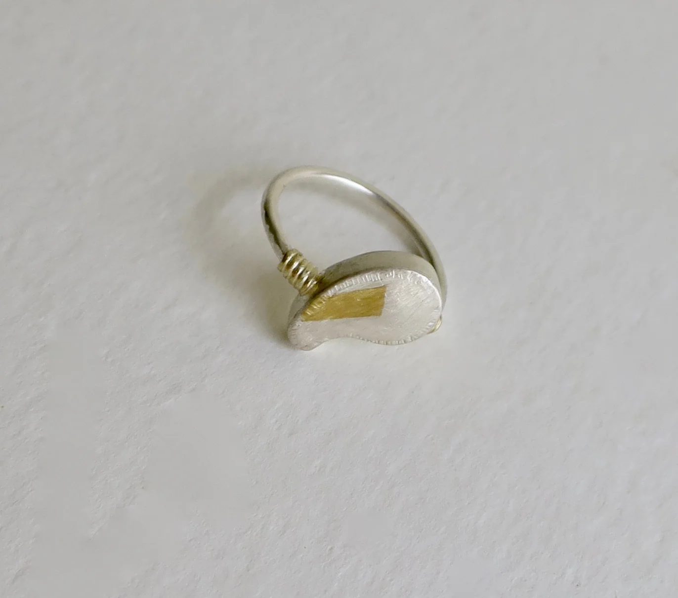Fine silver with 22kt gold ring