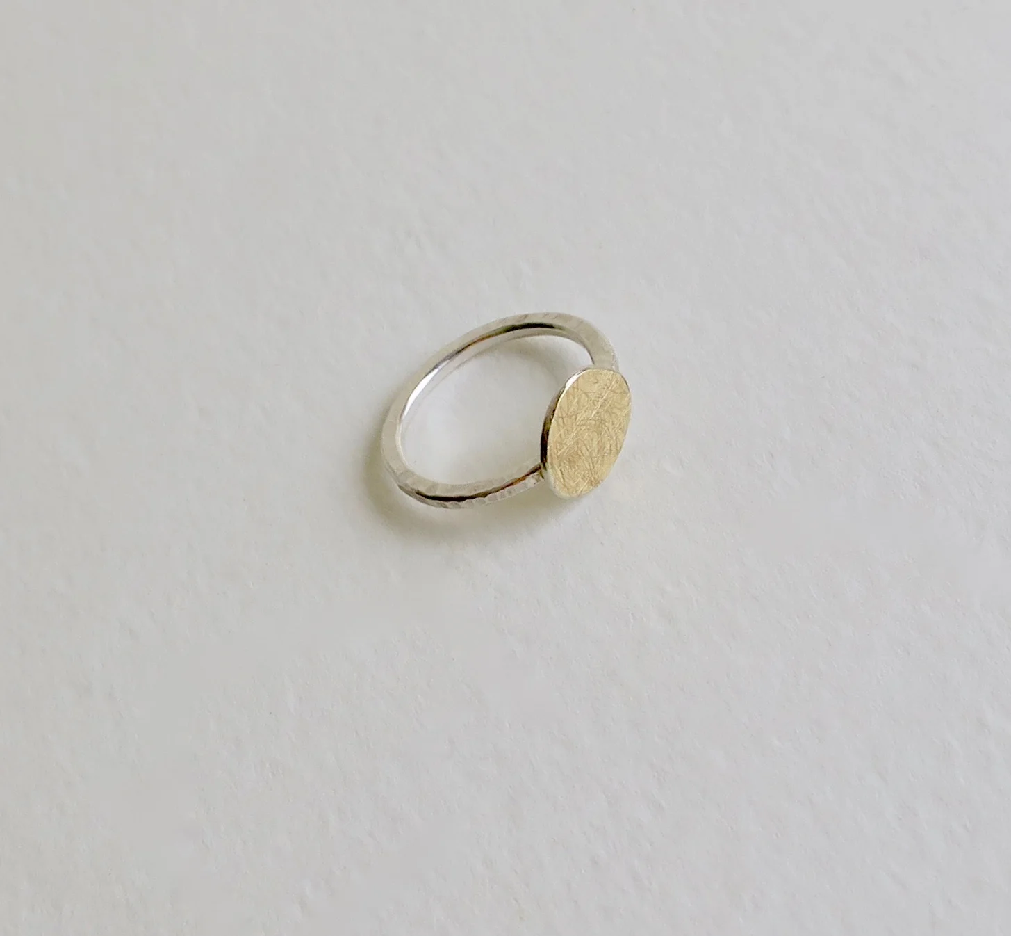 Handmade silver,  18kt Gold ring