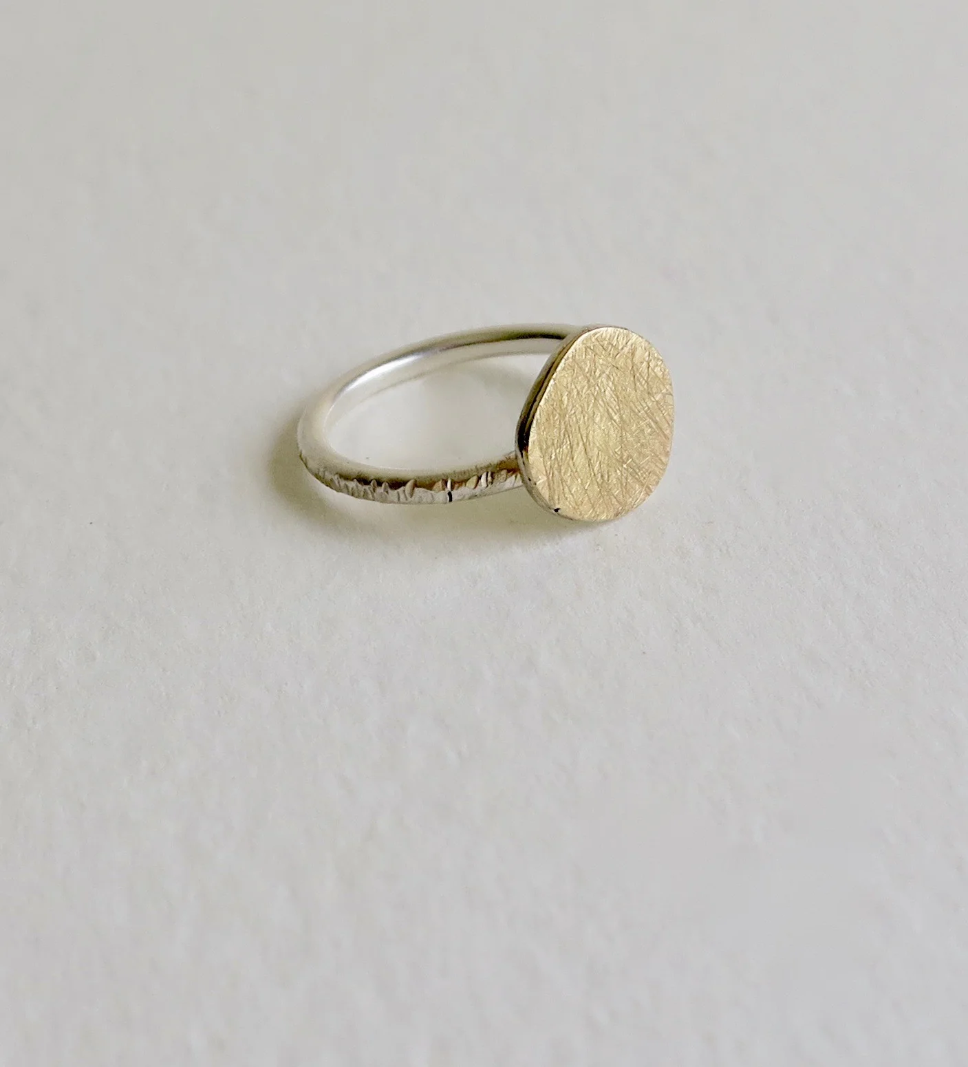 Unique silver and 18kt Gold ring