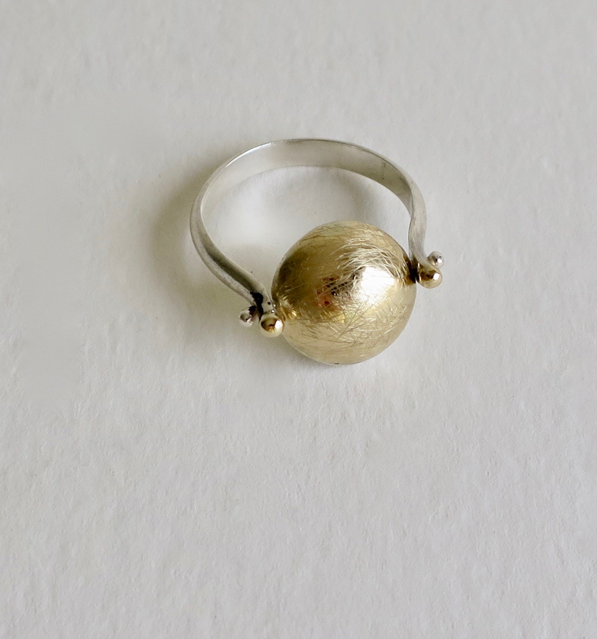 Handmade silver and 18kt Gold swivel design ring  Jewellery Jewelry