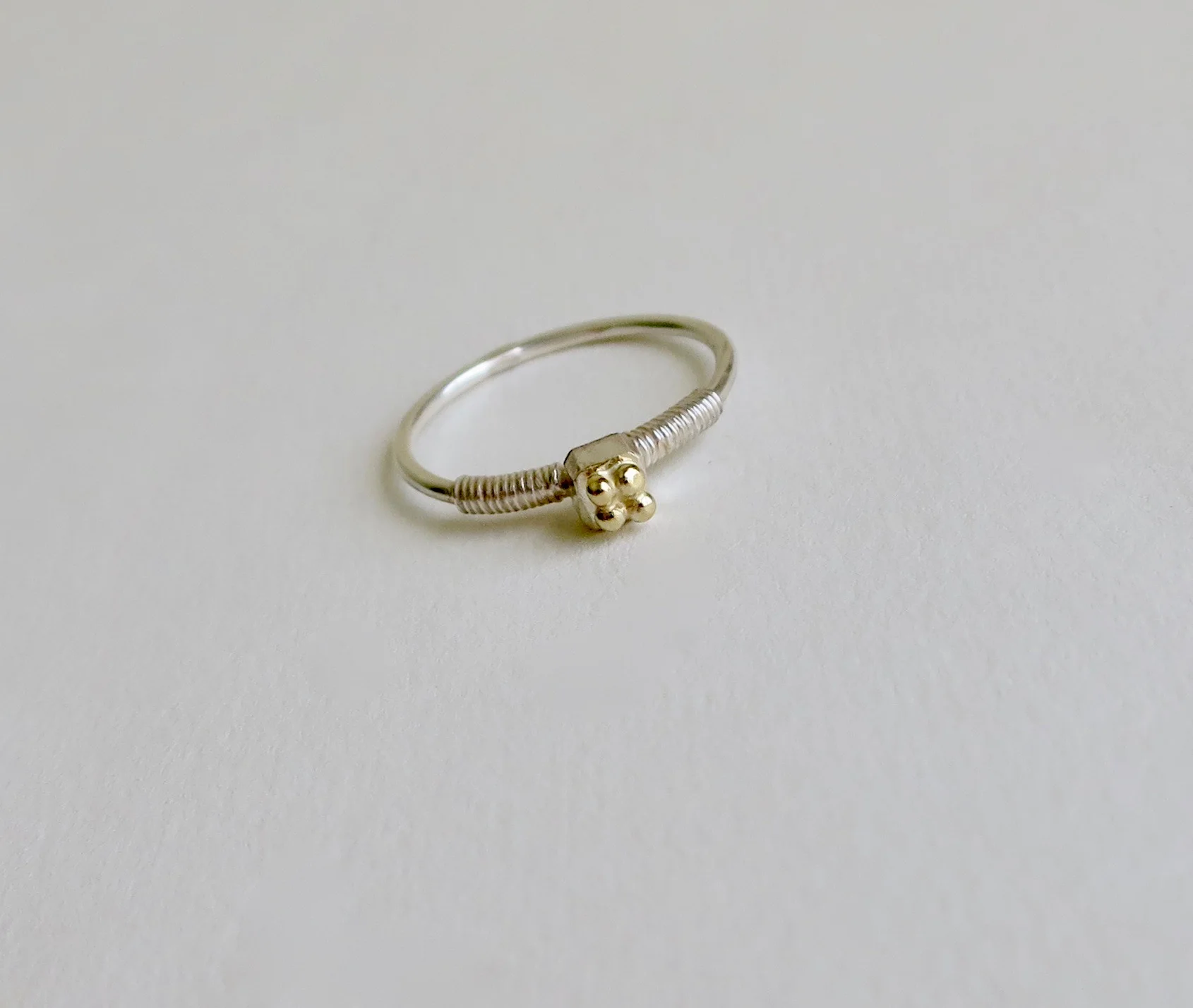 Silver band with 18kt Gold elements
