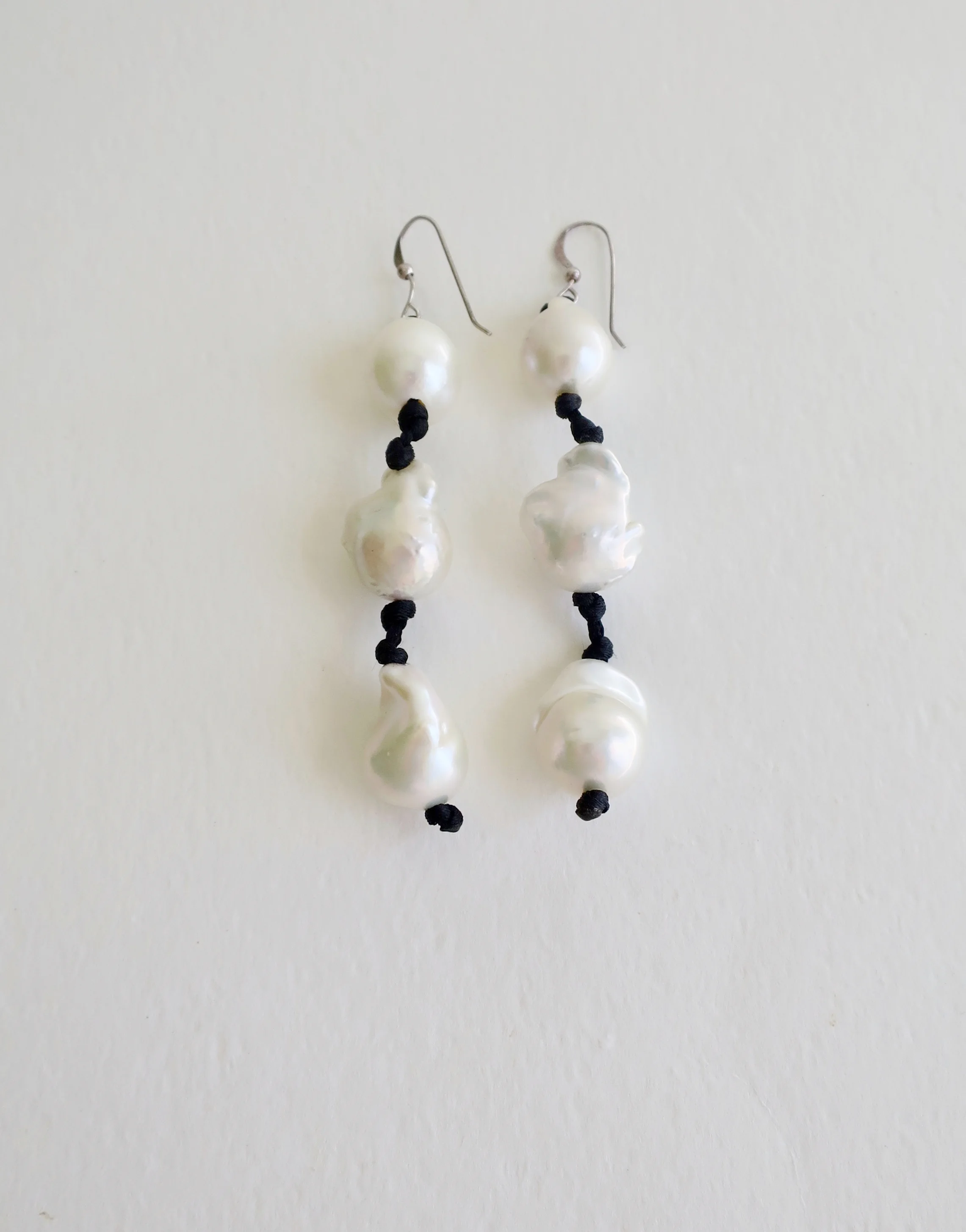 Long Pearl earrings with Satin Jewelry Jewellery
