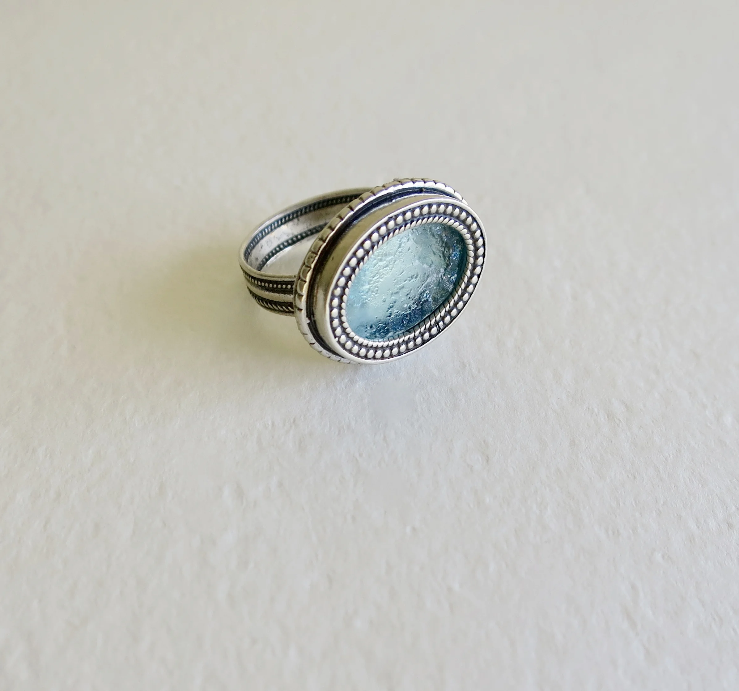 Roman Glass in silver ring Jewellery Jewelry 