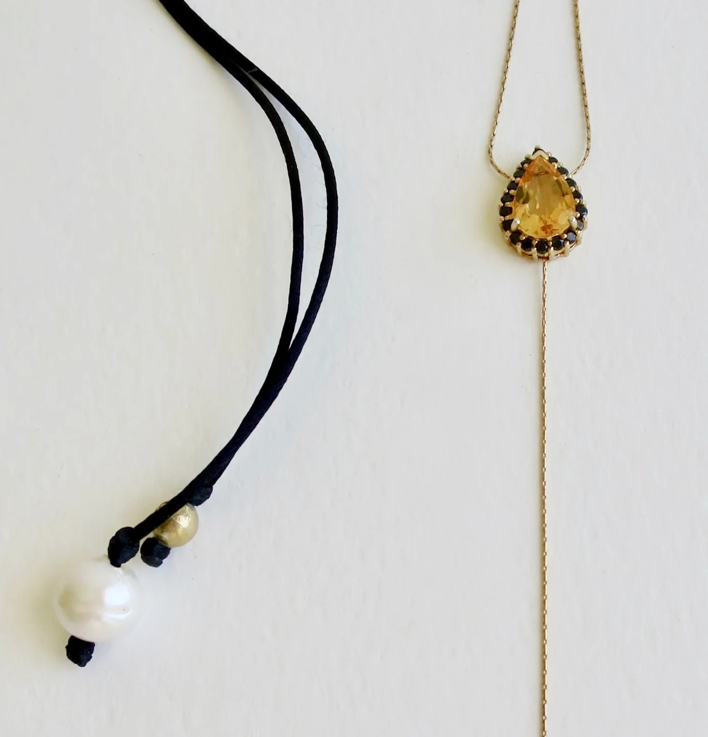 Citrine choker / Spinel with Vermeil and Pearl drop  Jewellery Jewelry