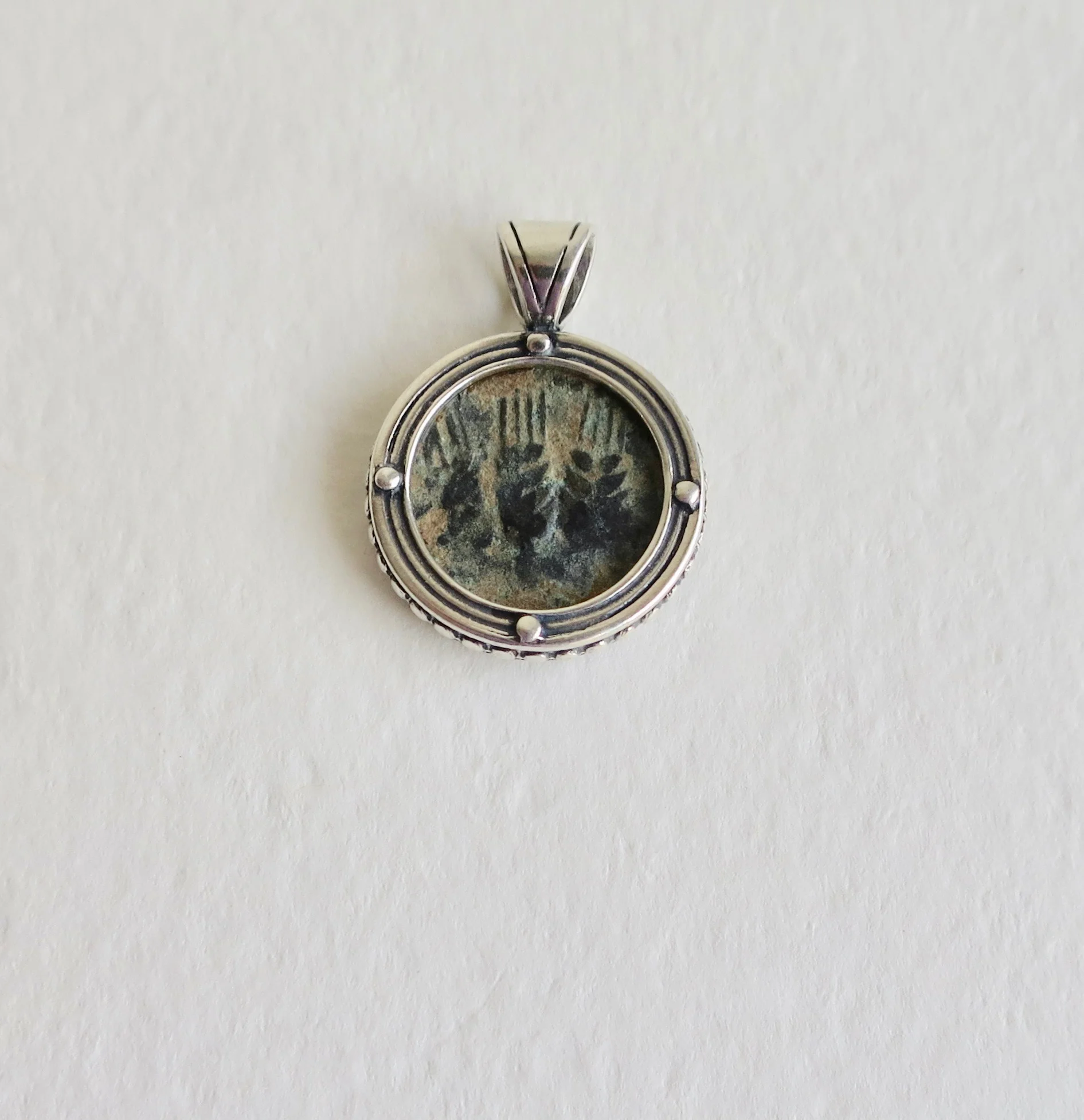 Agrippas 1 bronze coin in pendant setting