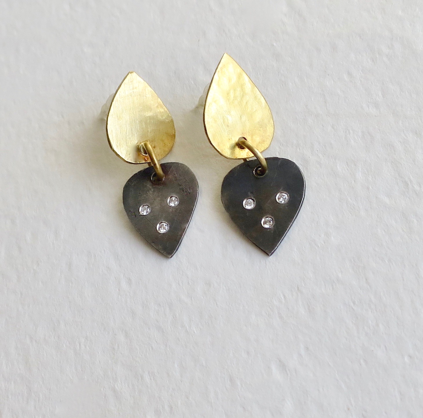 Silver and Gold Lotus earrings with diamonds  Jewelry Jewellery