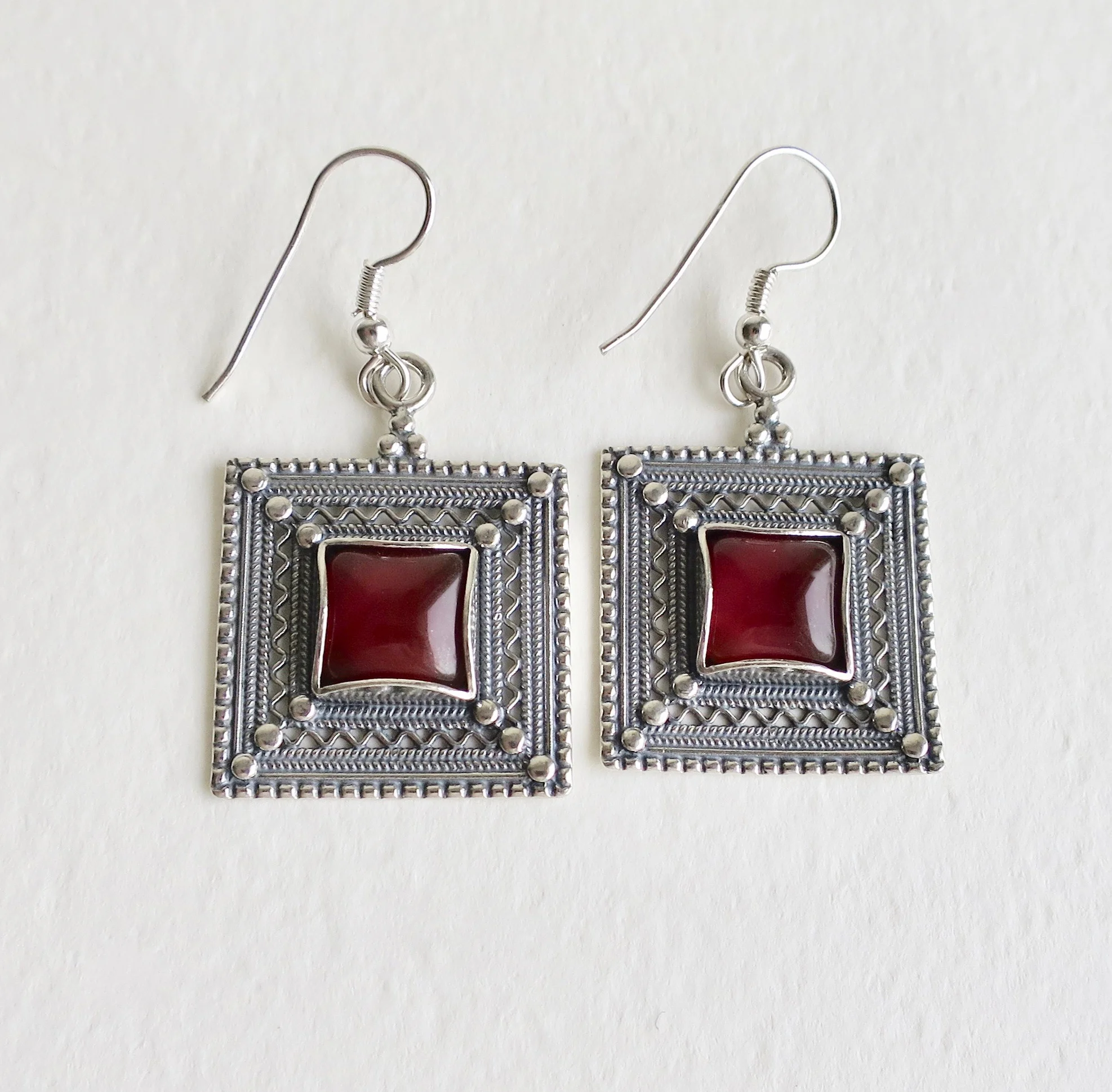 Sterling silver filigree earrings with Carnelian  Jewelry Jewellery