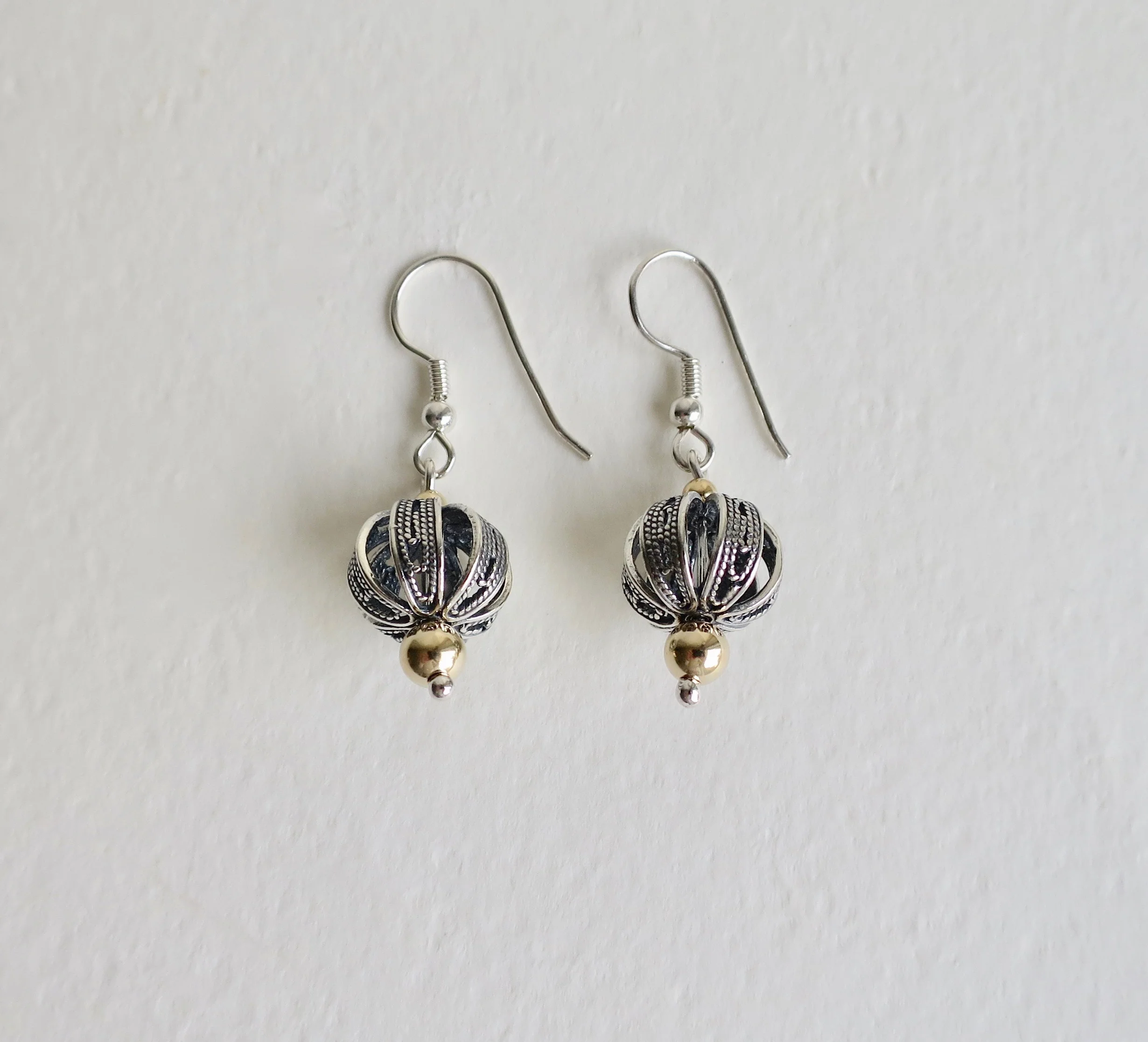 Silver and Vermeil filigree earrings