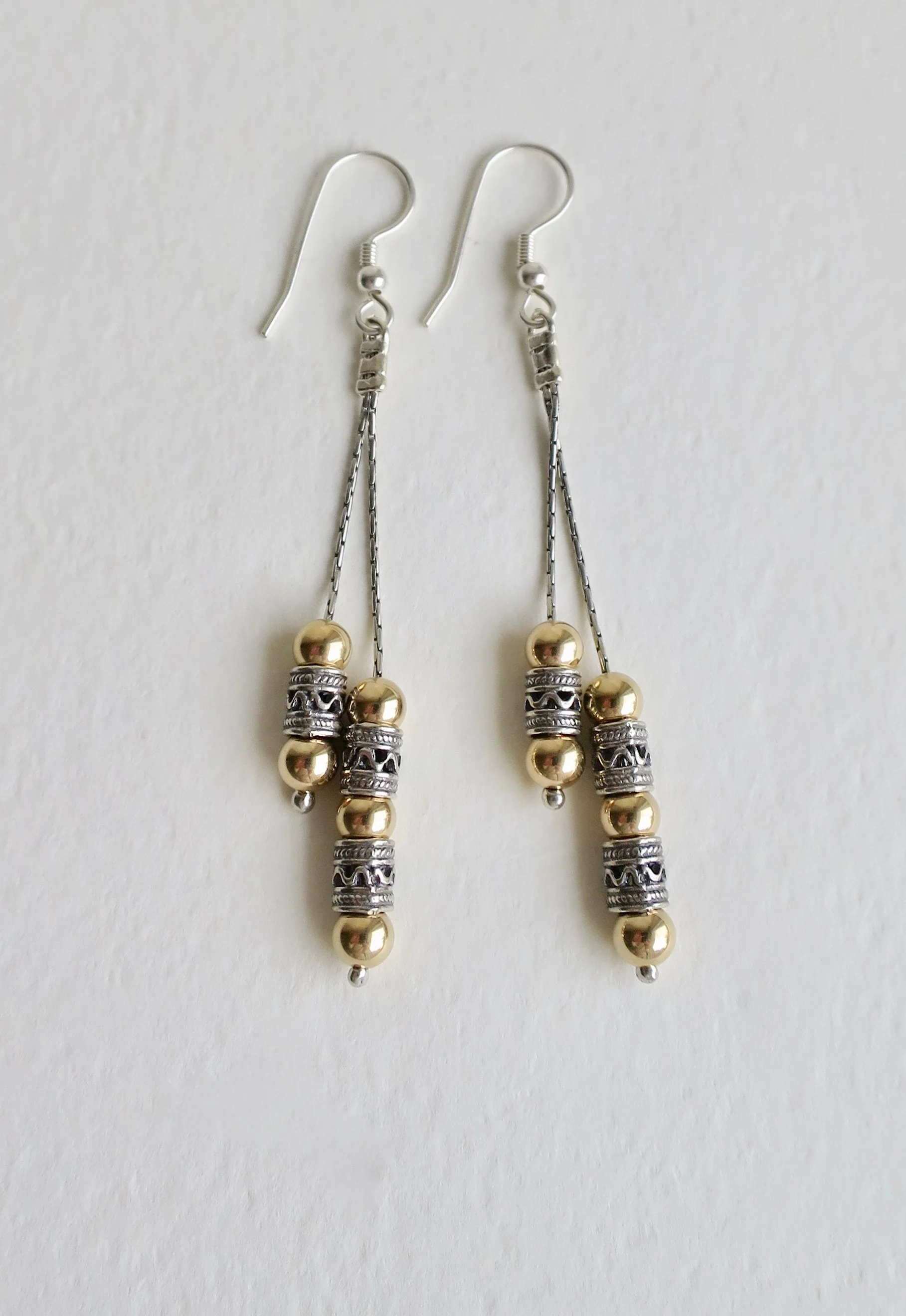 Long silver and Vermeil Yemenite earrings