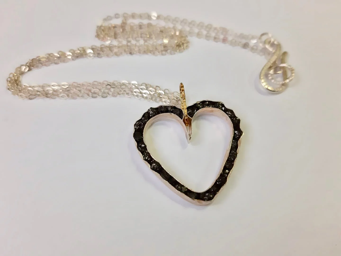 Black diamond heart with Silver and Gold