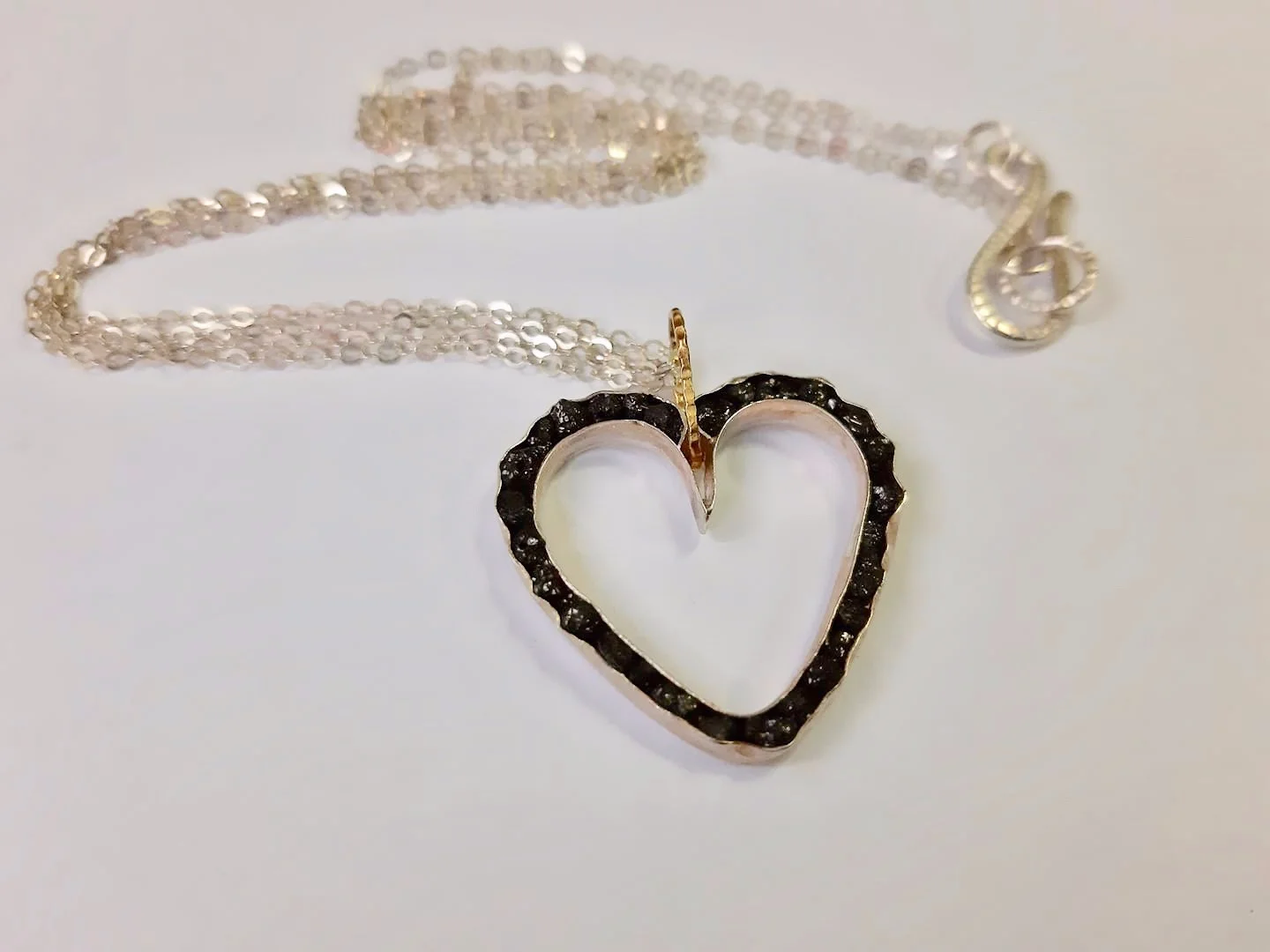 Black diamond heart with silver and gold   Jewelry Jewellery
