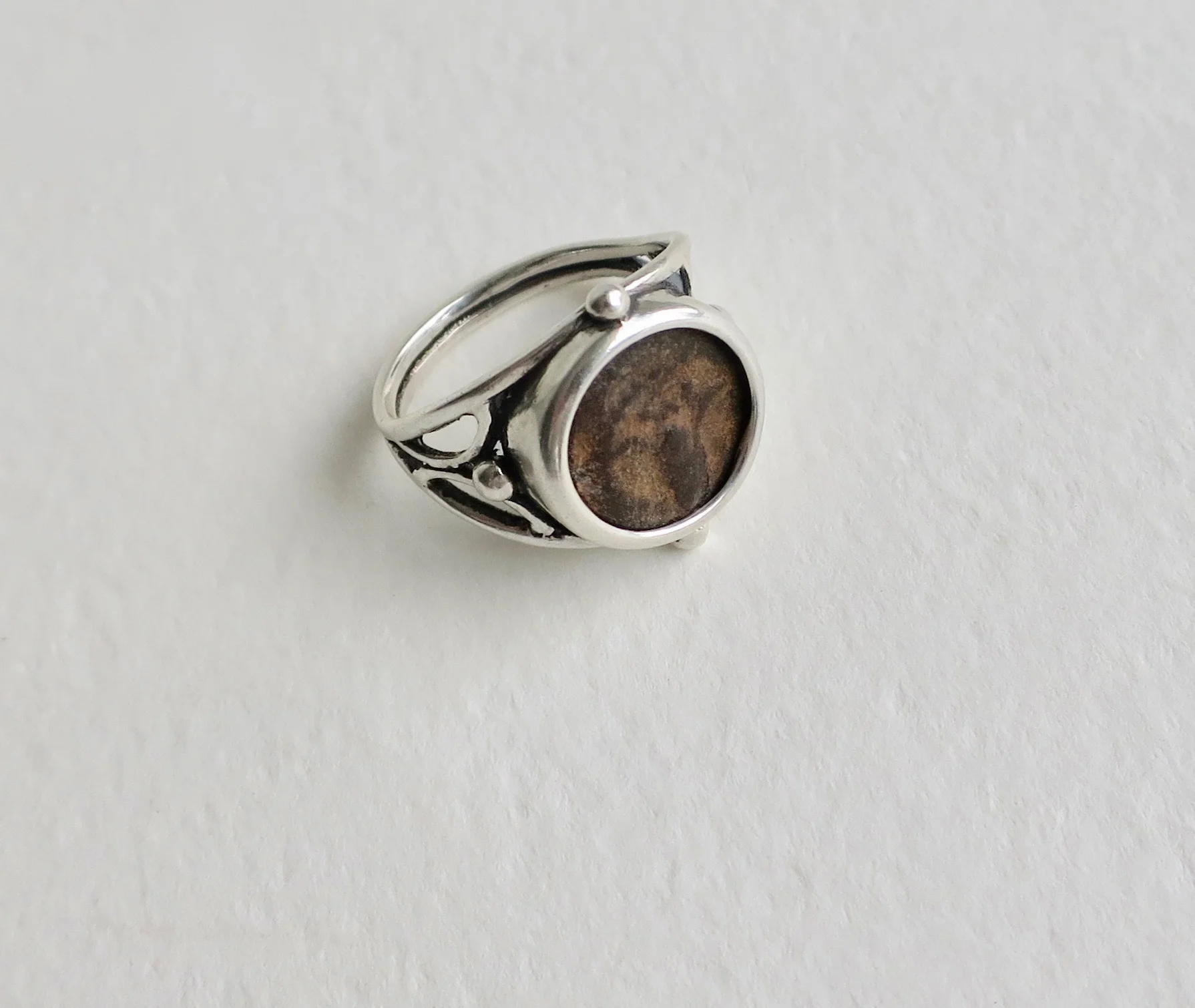 Silver ring with Lily of Jerusalem coin  Jewellery Jewelry