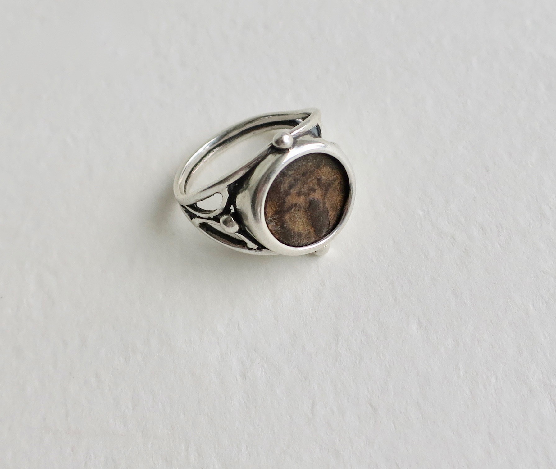 Silver ring with Lily of Jerusalem coin