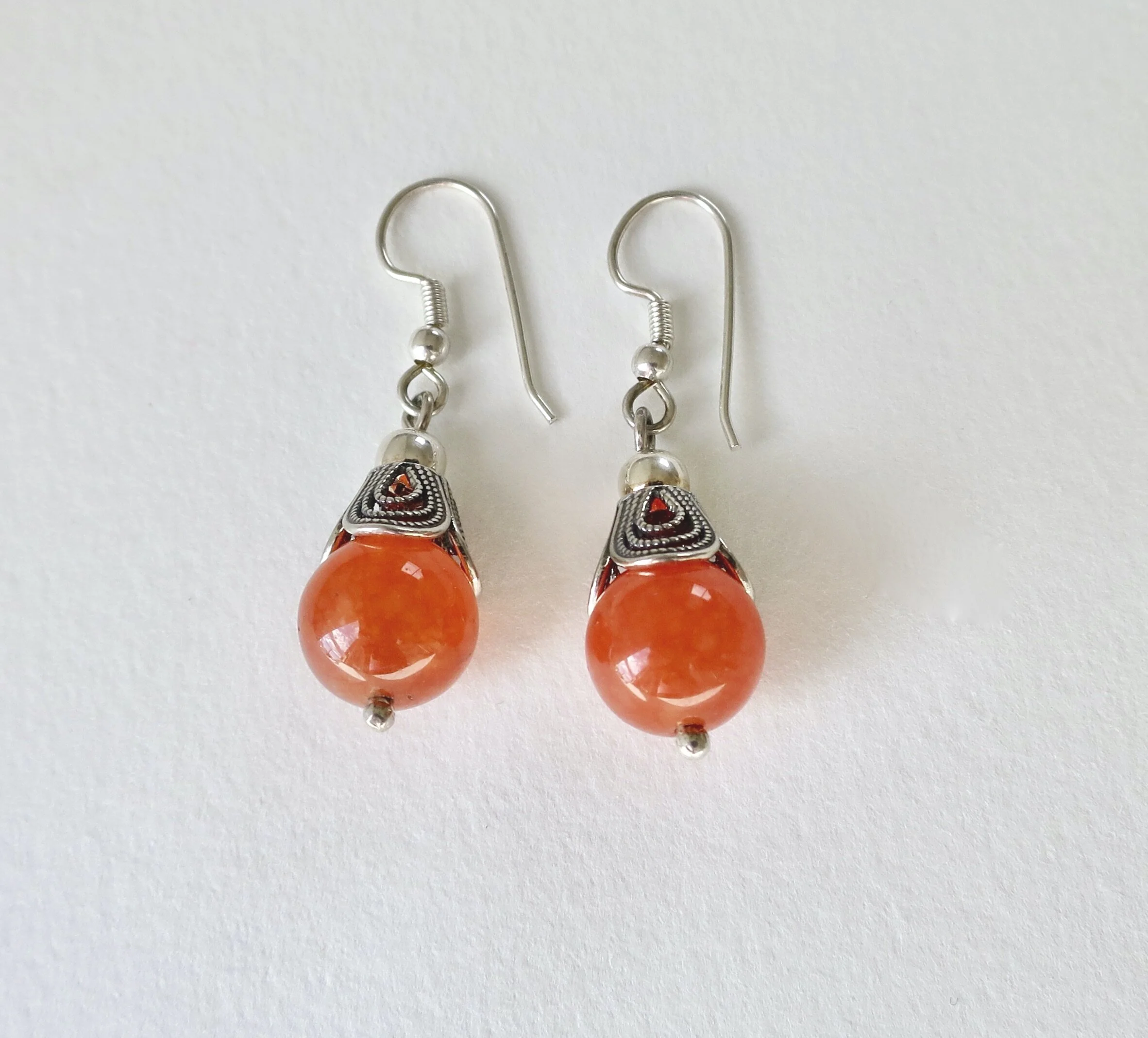 Silver filigree earrings with orange carnelian stones  Jewelry  Jewellery 
