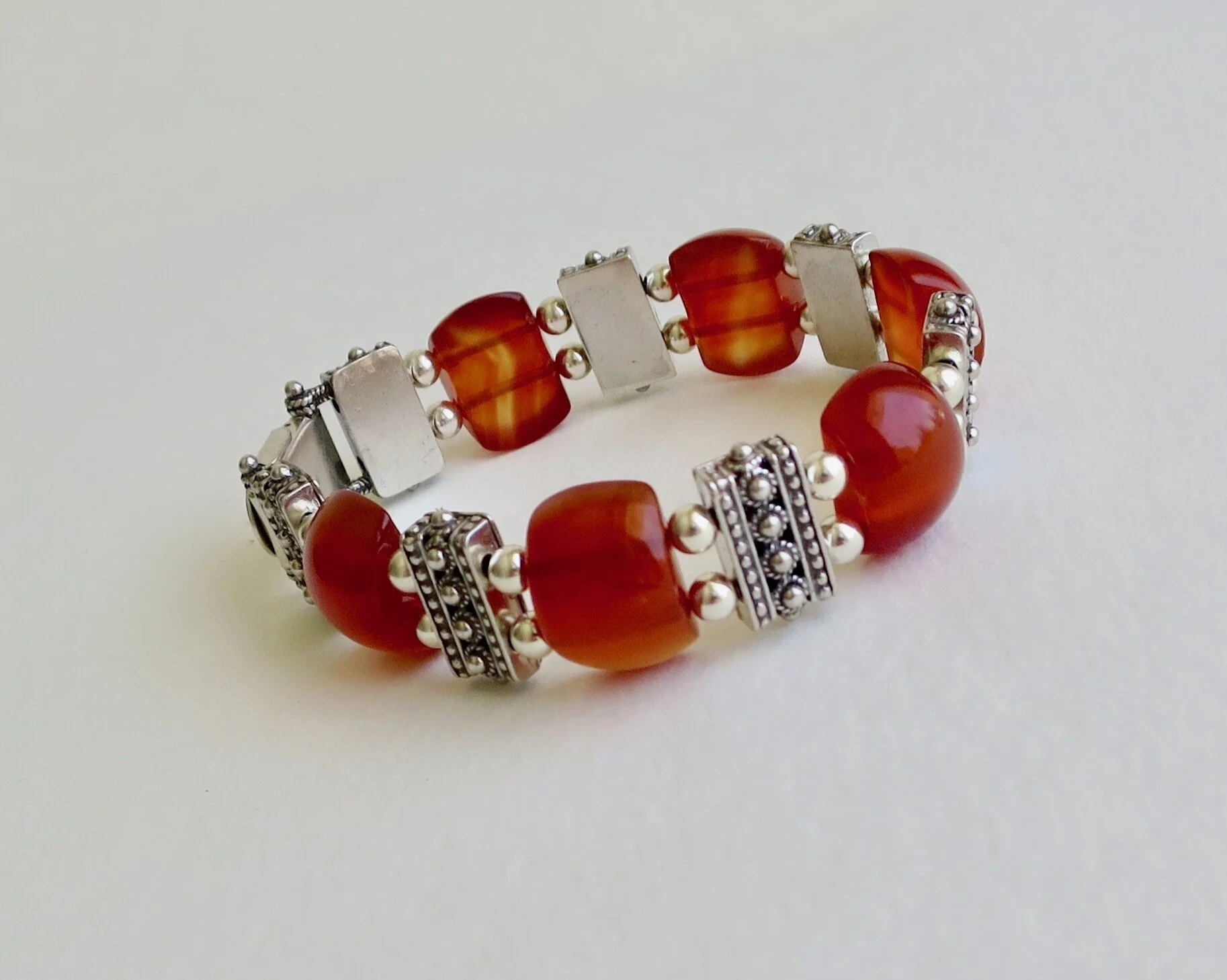 Carnelian silver bracelet with Yemenite Filigree Jewelry Jewellery