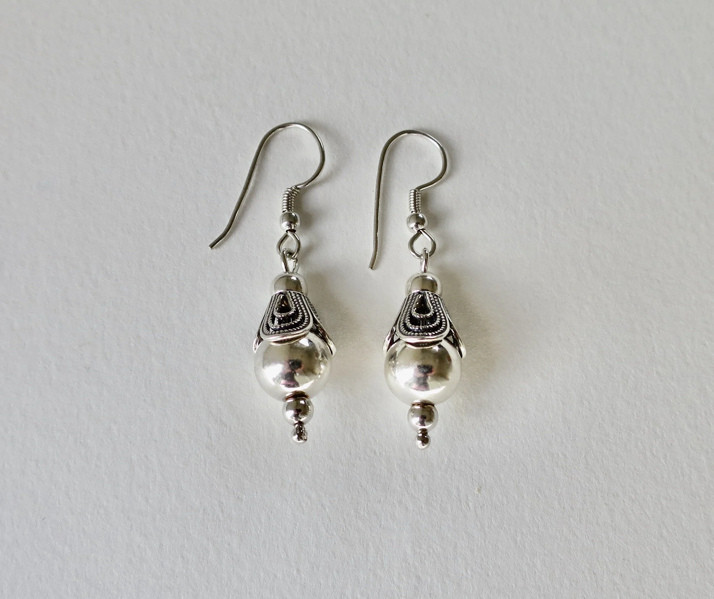 Yemenite sterling silver filigree earrings