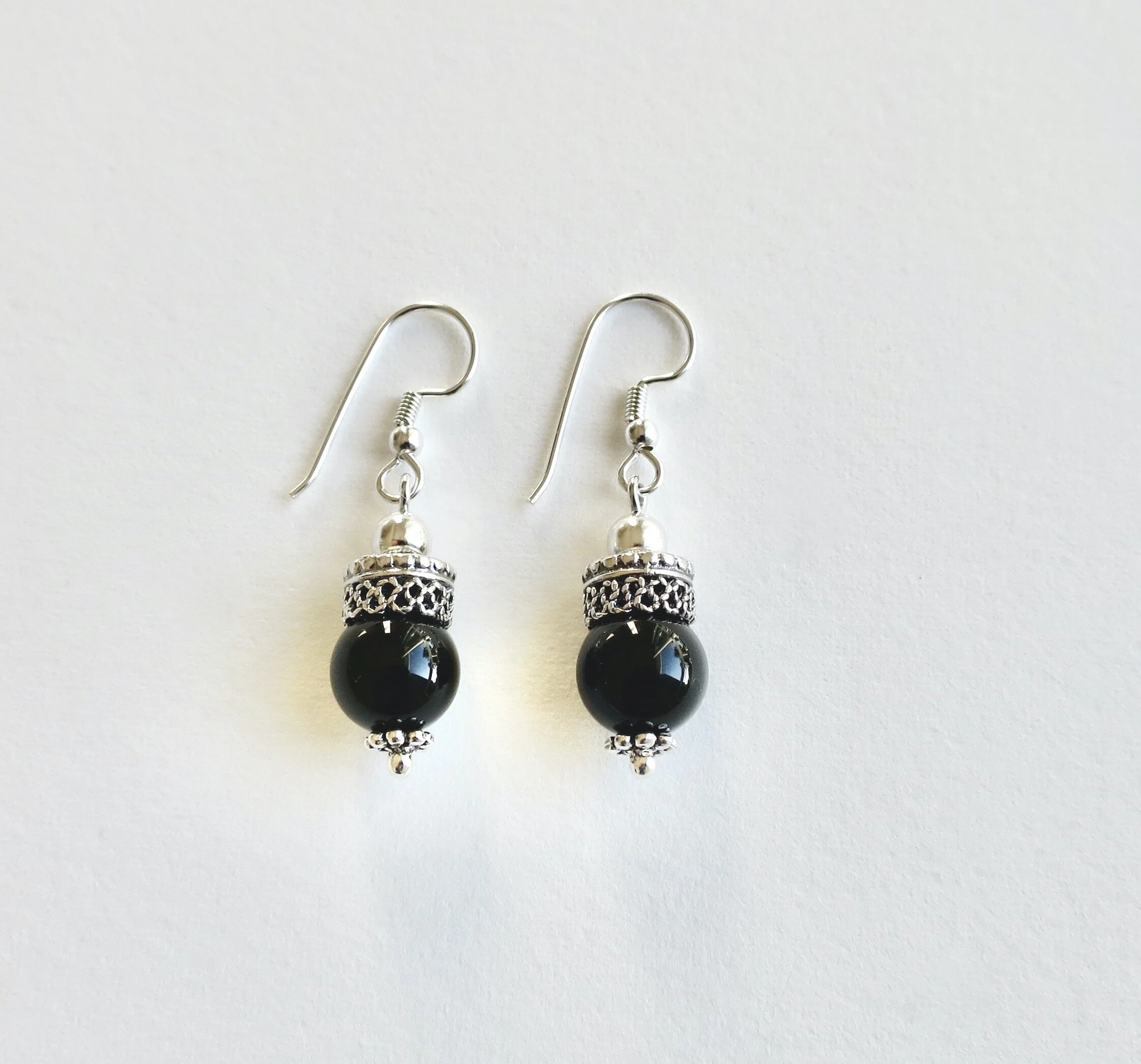 Sterling silver yemenite earrings with Black Onyx