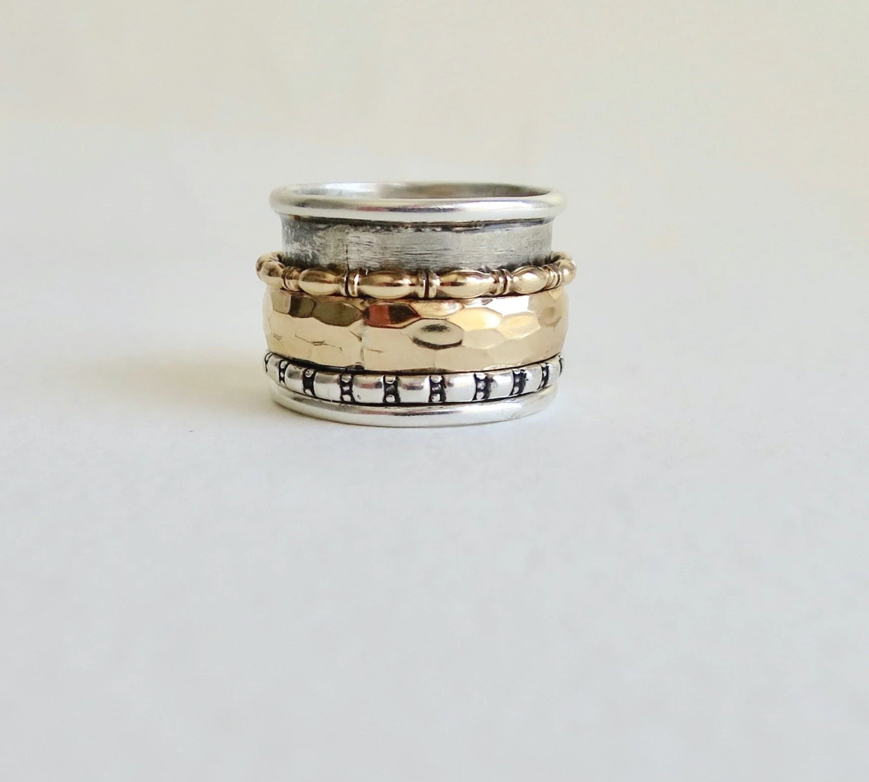 Handmade silver ring with moving elements of silver and rose gold   Jewellery Jewelry 