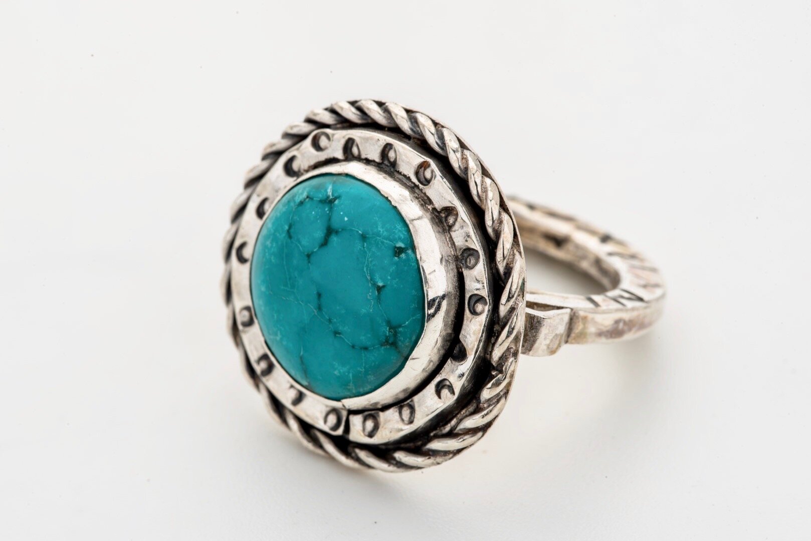 Turquoise and silver handmade ring