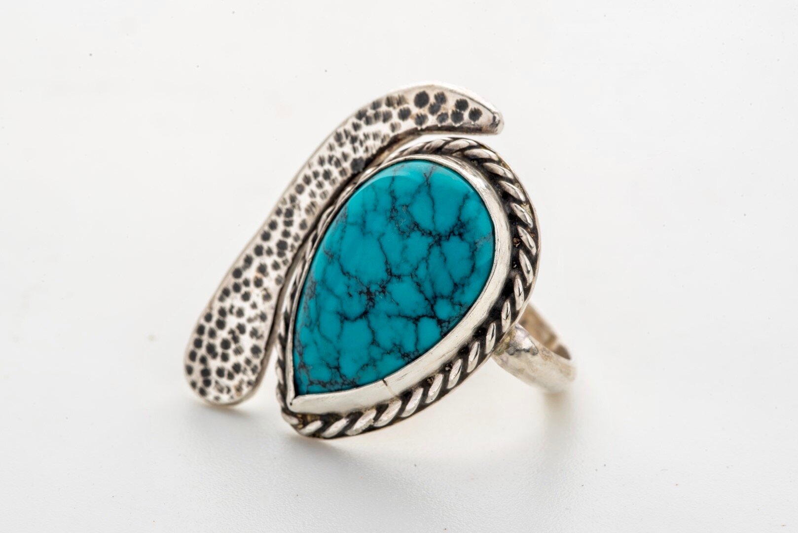 Stunning Turquoise set in unique silver ring