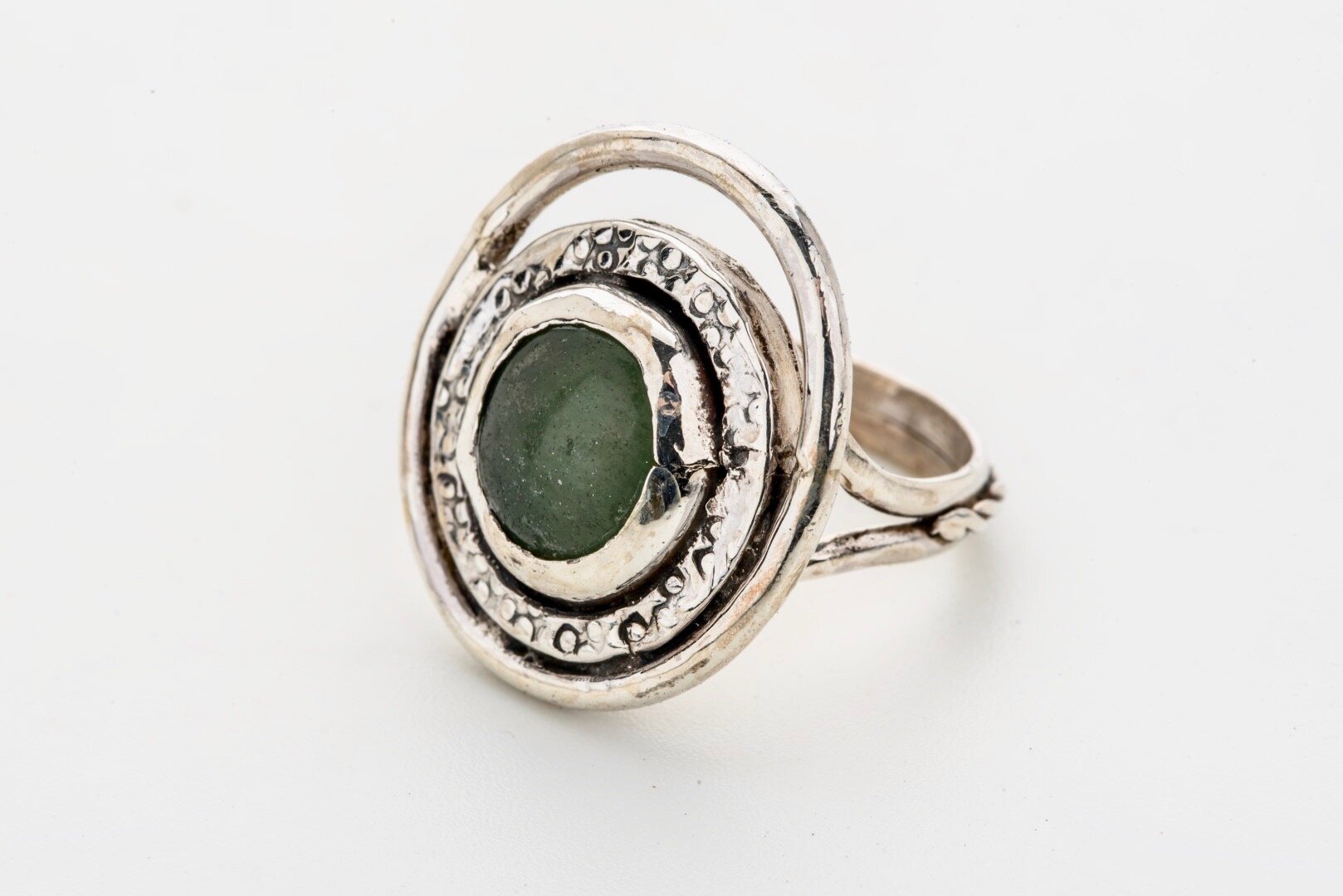 Aquamarine set in handcrafted silver ring