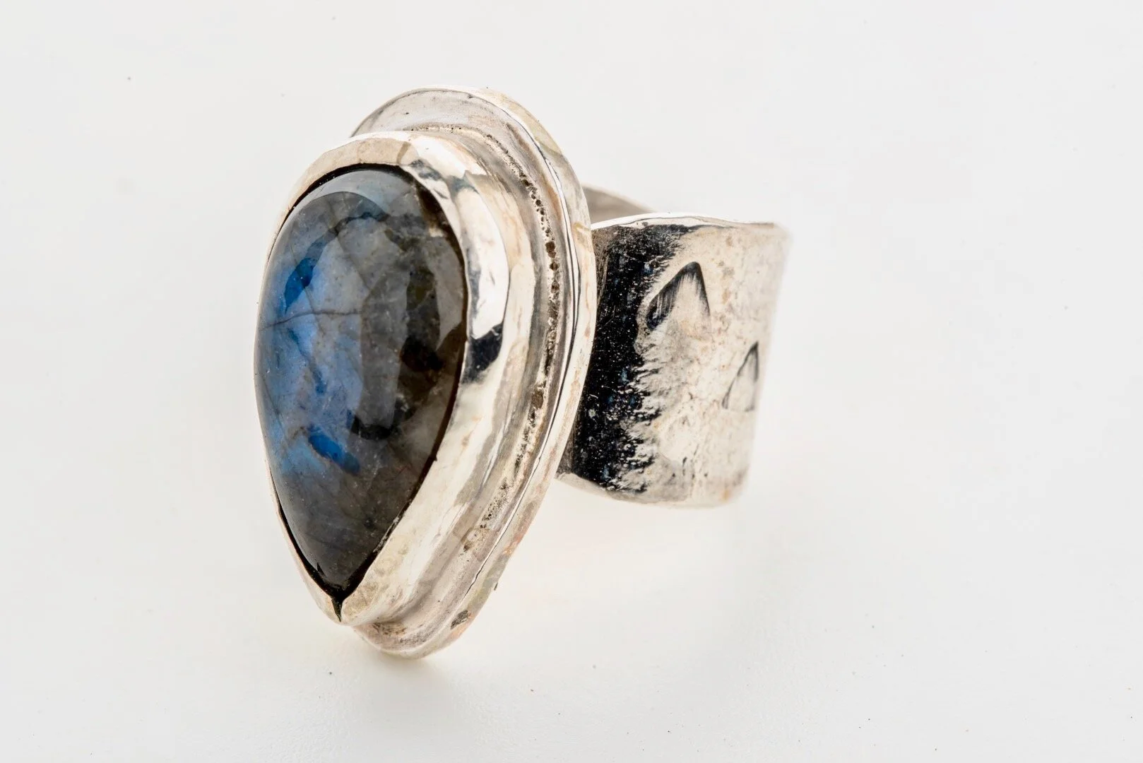 Teardrop shaped Labradorite set in handmade silver ring   Jewellery   Jewelry 