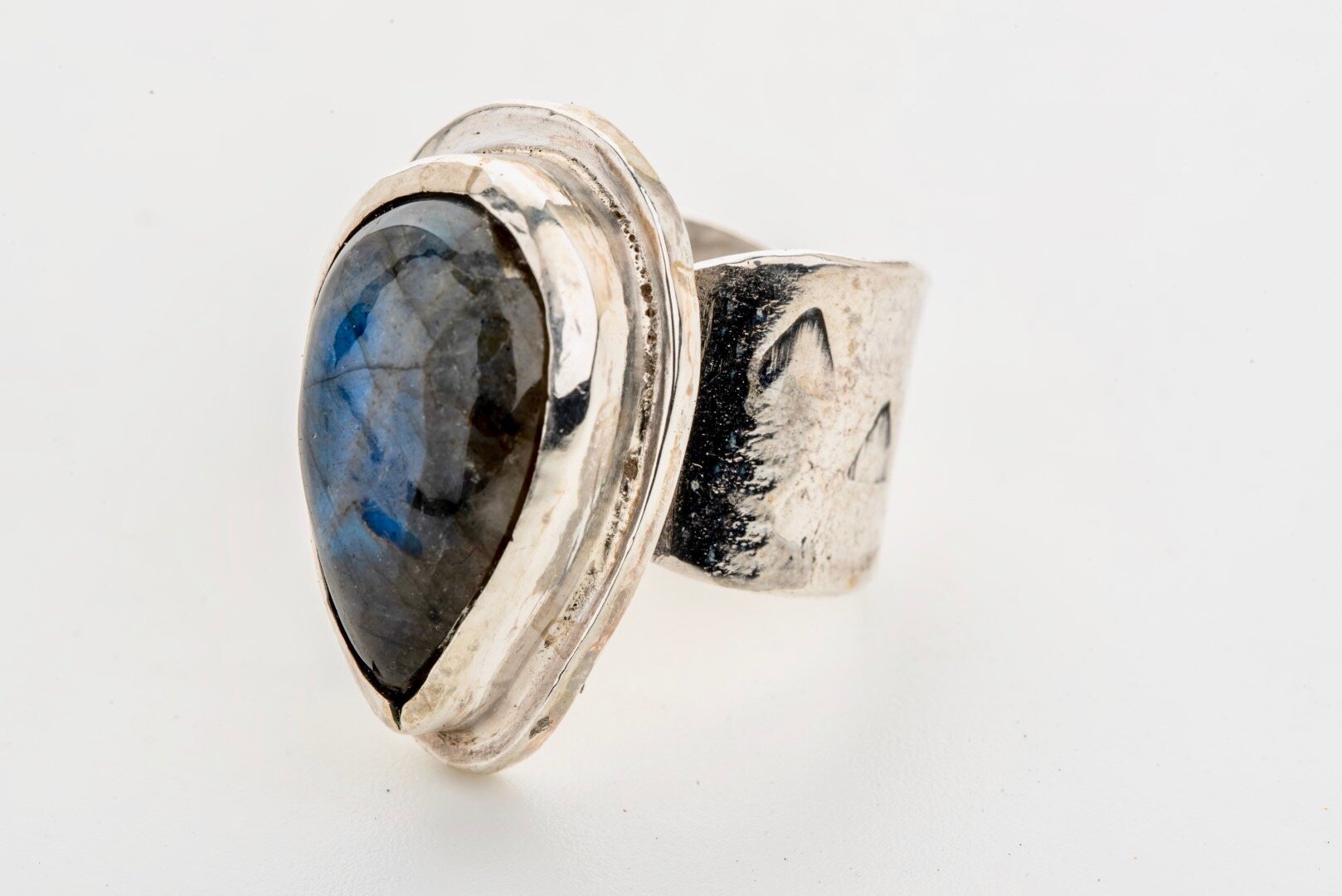 Teardrop Labradorite set in handmade silver ring