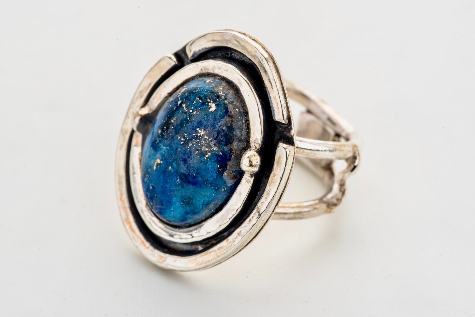 Lapis Lazuli set in handcrafted silver ring
