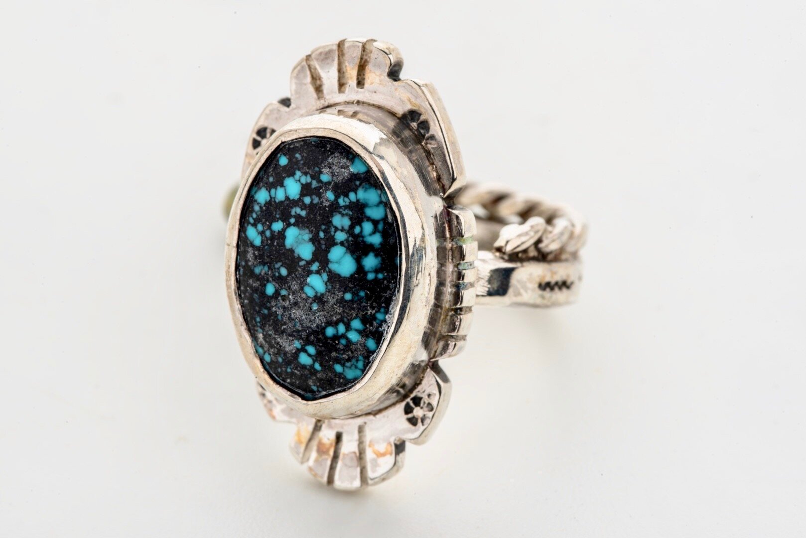 Sunburst design ring with Turquoise, handcrafted in silver