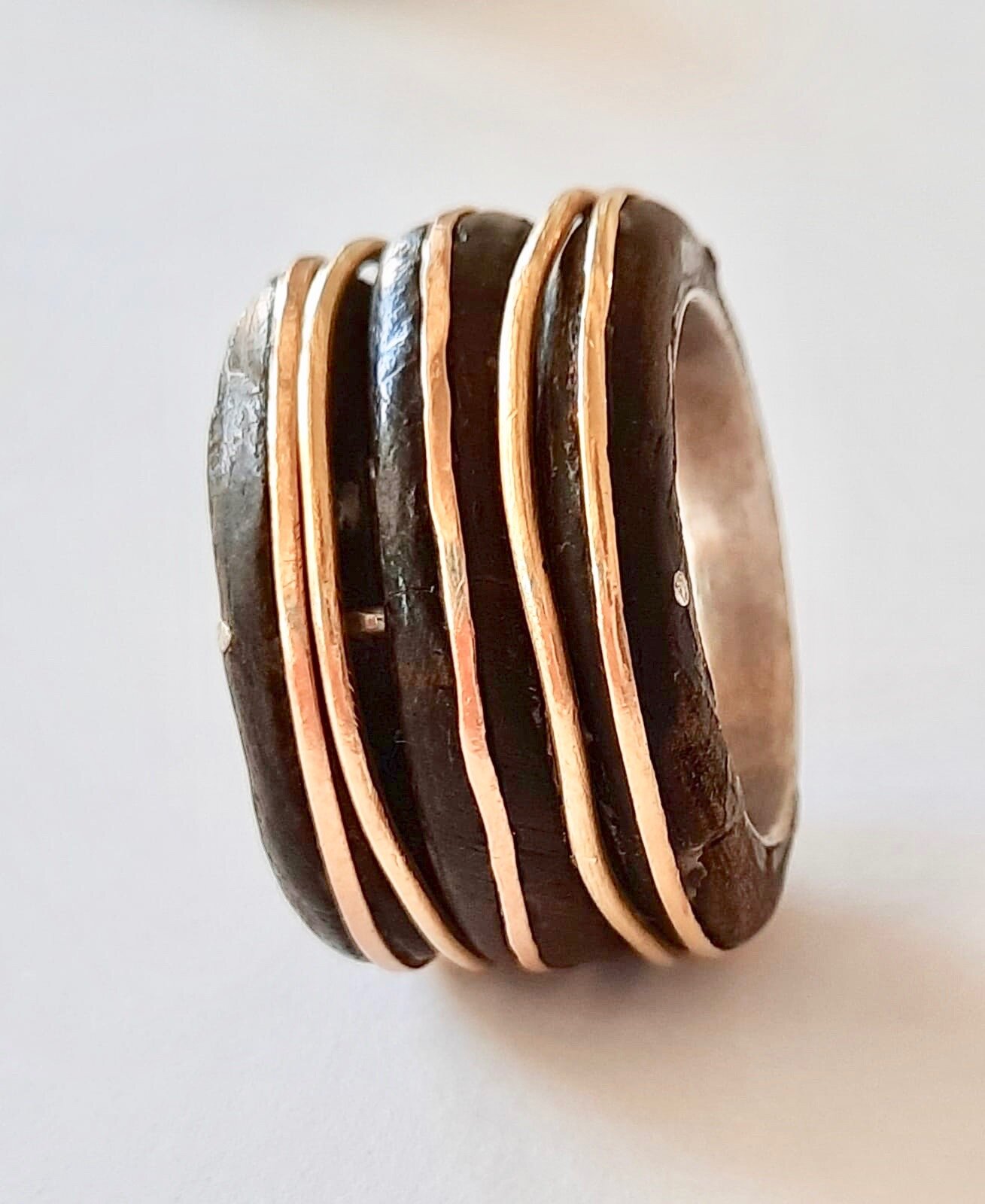 Ebony Ring with 18kt Gold and silver