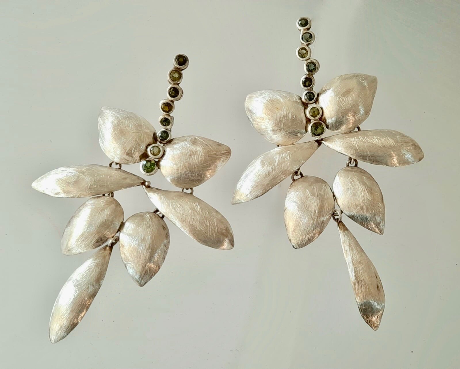 Pure silver handmade earrings with Tourmaline